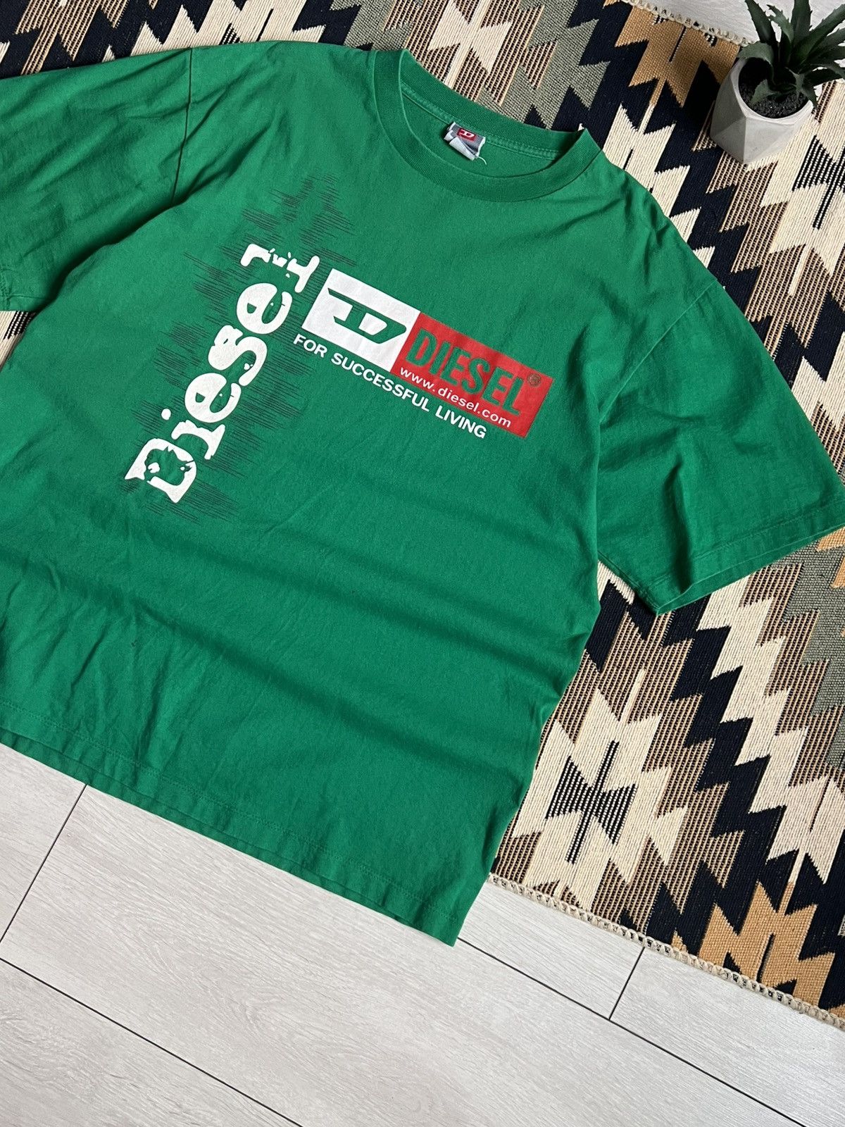Diesel Vintage 90’s Diesel Y2k Rare Big Logo T-shirt Size US XL / EU 56 / 4 - 4 Thumbnail
