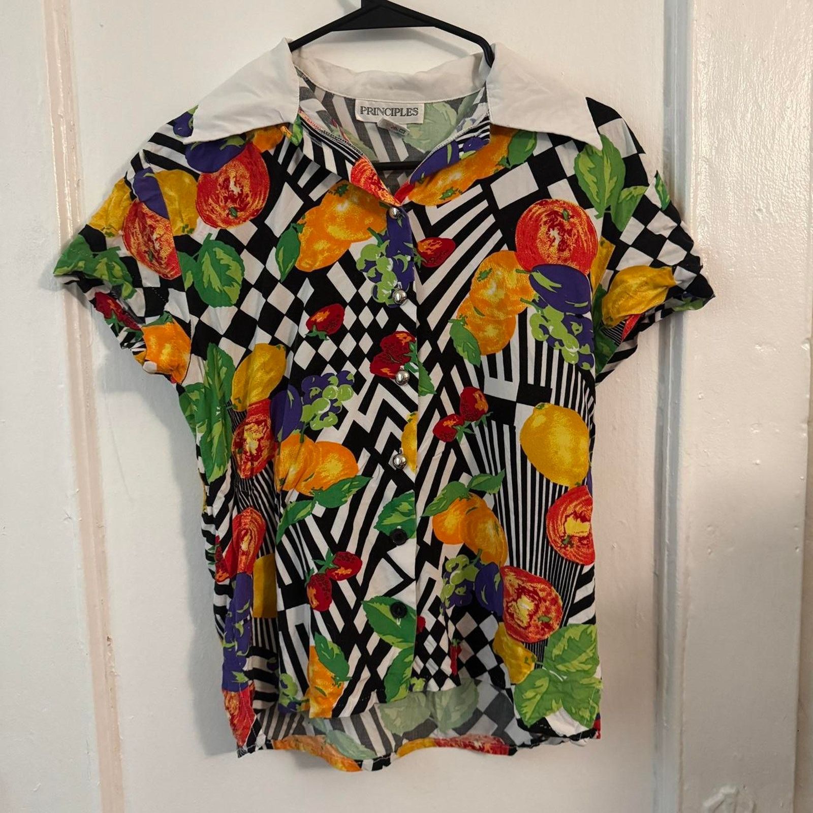 Other Maximalist Lemon Strawberry Grapes Fruits Checker Retro 90s Size S / US 4 / IT 40 - 6 Thumbnail