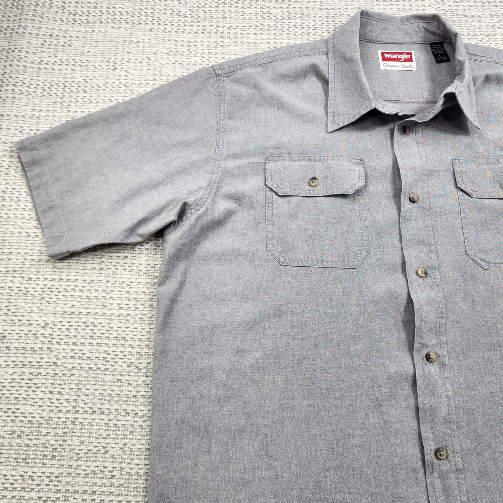 Wrangler Wrangler Shirt Mens L Gray Short Sleeve Button-Up Workwear Western Pockets Cowboy Classic Size US L / EU 52-54 / 3 - 3 Thumbnail