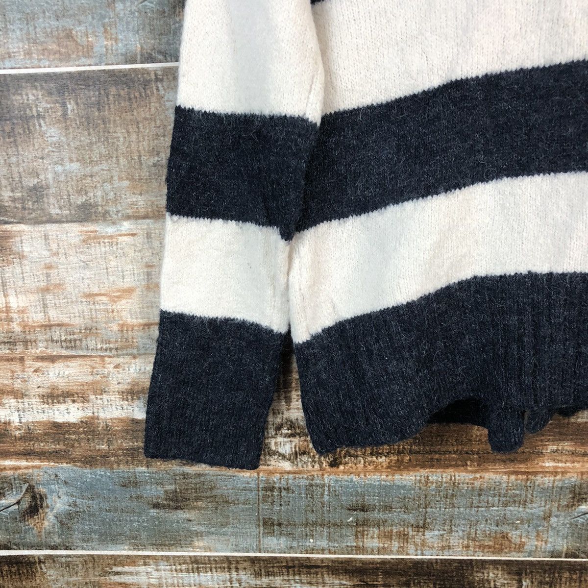 Japanese Brand × Solid and Striped DL Lepsim Stripe Black White Mohair Cardigan Knitwear #C563 Size M / US 6-8 / IT 42-44 - 16 Thumbnail