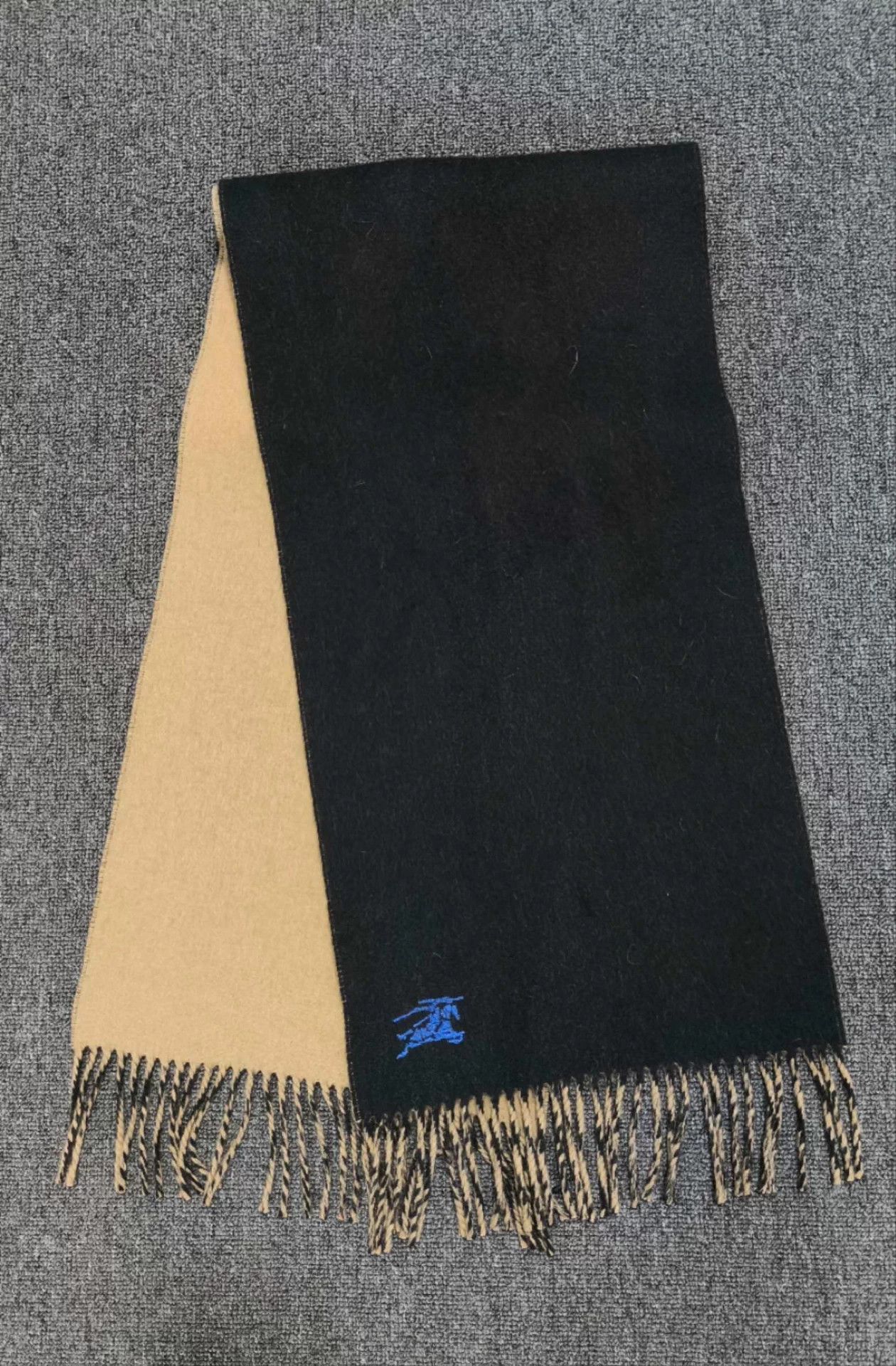 Burberry War Horse Double Face Cashmere Scarf Black Brown