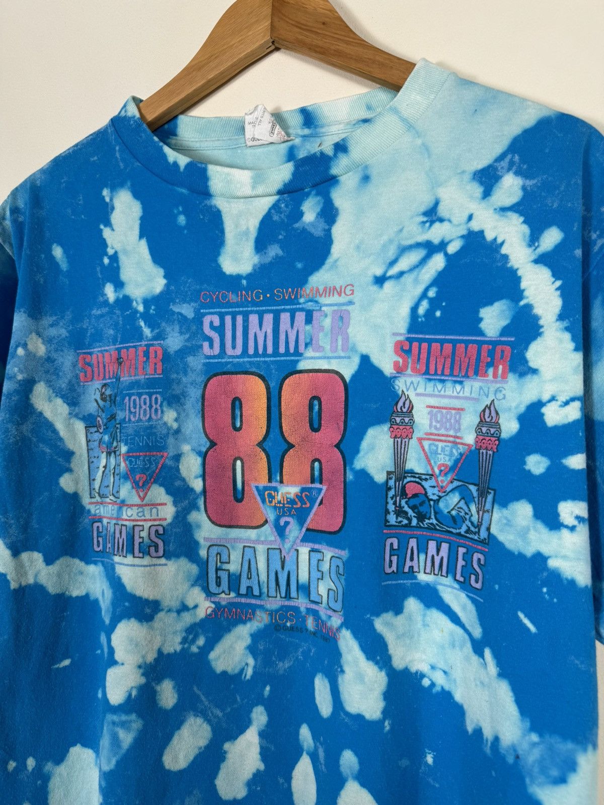 Guess × Vintage Guess Tie Dye Olympic Games 1988 t shirt Size L / US 10 / IT 46 - 2 Thumbnail