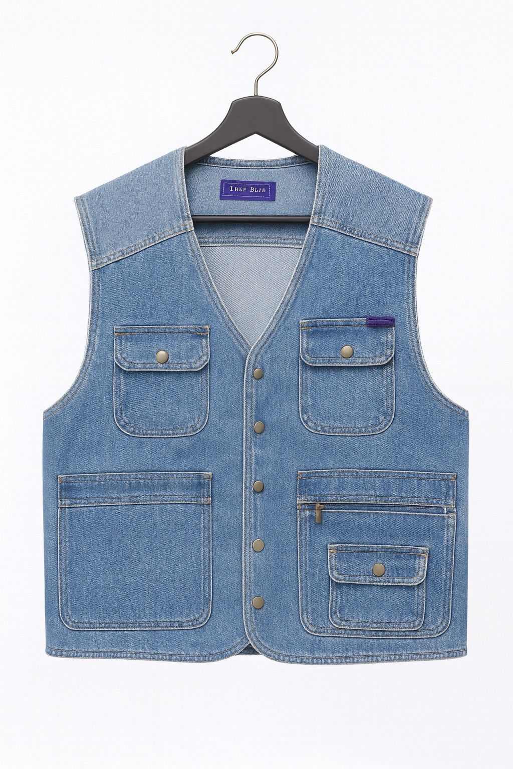 Vintage Vintage Country Life Blue Denim Utility Vest Workwear Style Size US L / EU 52-54 / 3 - 1 Thumbnail