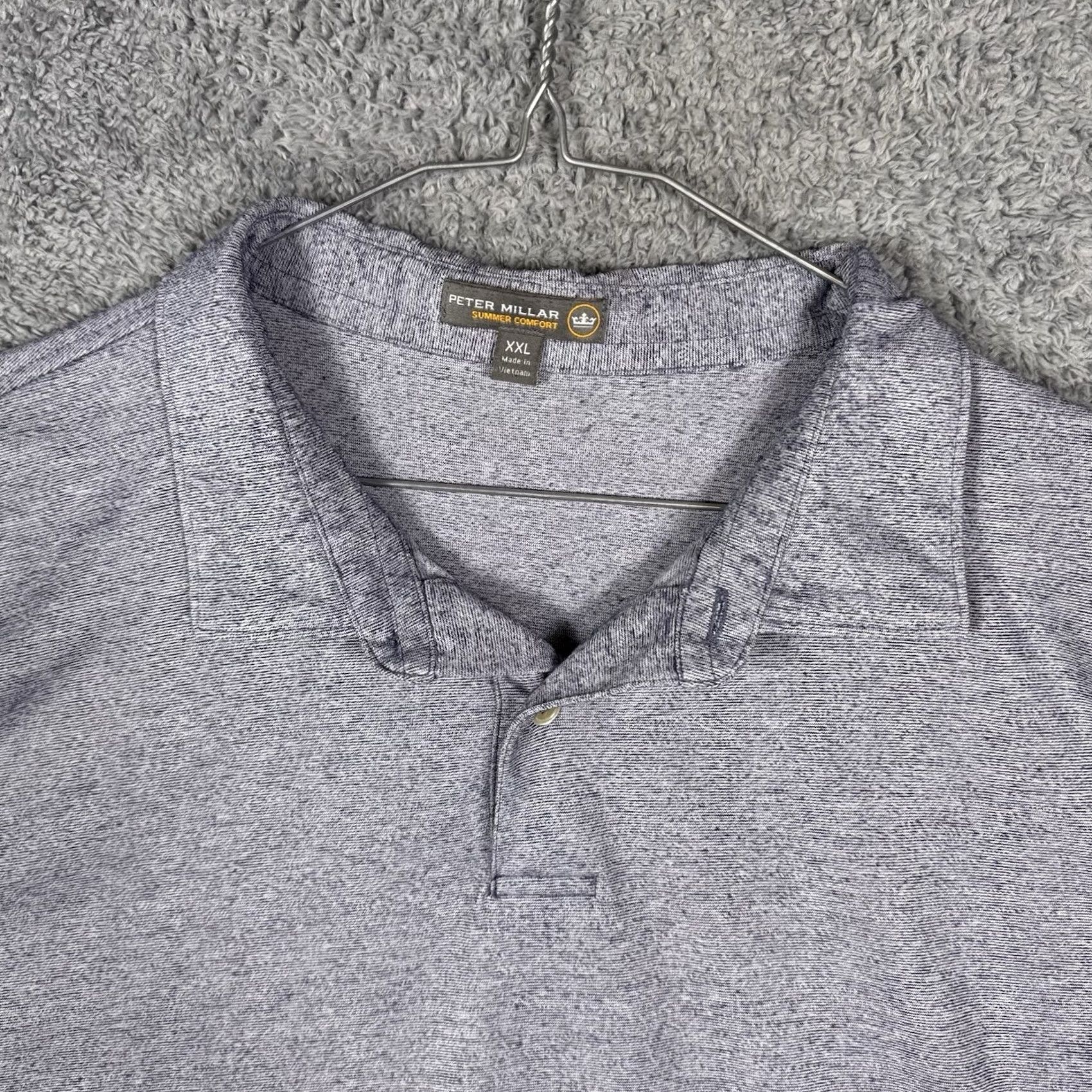 Peter Millar Peter Millar Summer Comfort Polo Men 2XL Crown Crafted Sport Performance Heather Polo Short Sleeve Blue Sports Mens Size US XXL / EU 58 / 5 - 4 Thumbnail