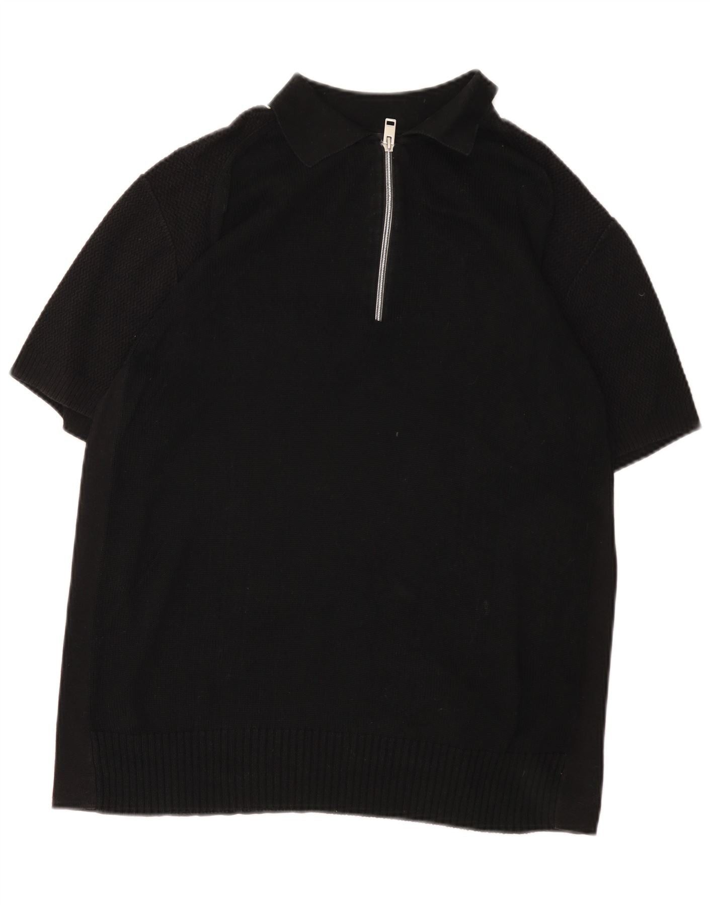 Diesel Mens Short Sleeve Polo Neck Jumper Sweater XL Black Cotton Size US L / EU 52-54 / 3 - 1 Thumbnail