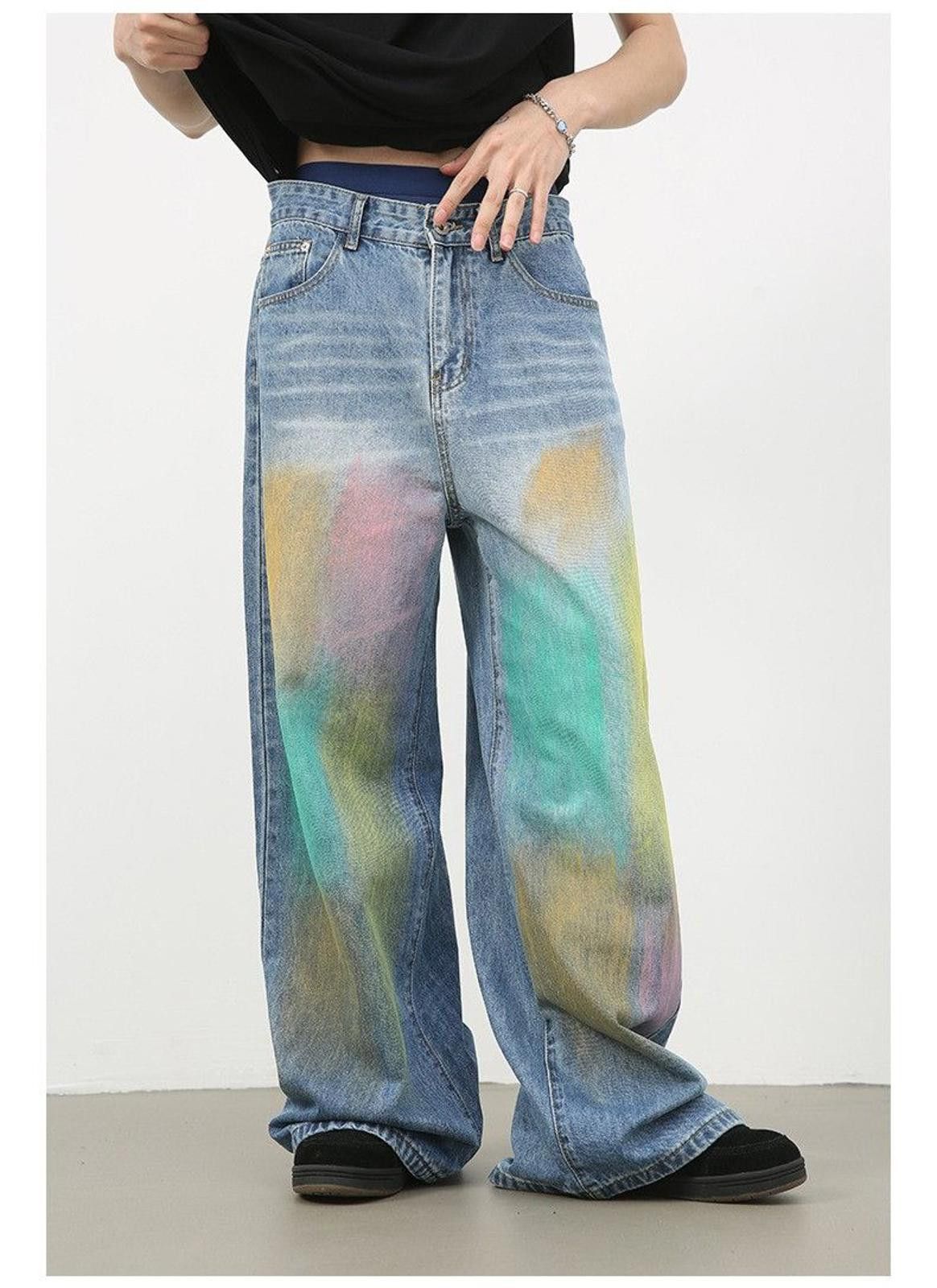Japanese Brand Baggy Paint Splatter Denim Jeans Size US 30 / EU 46 - 8 Thumbnail