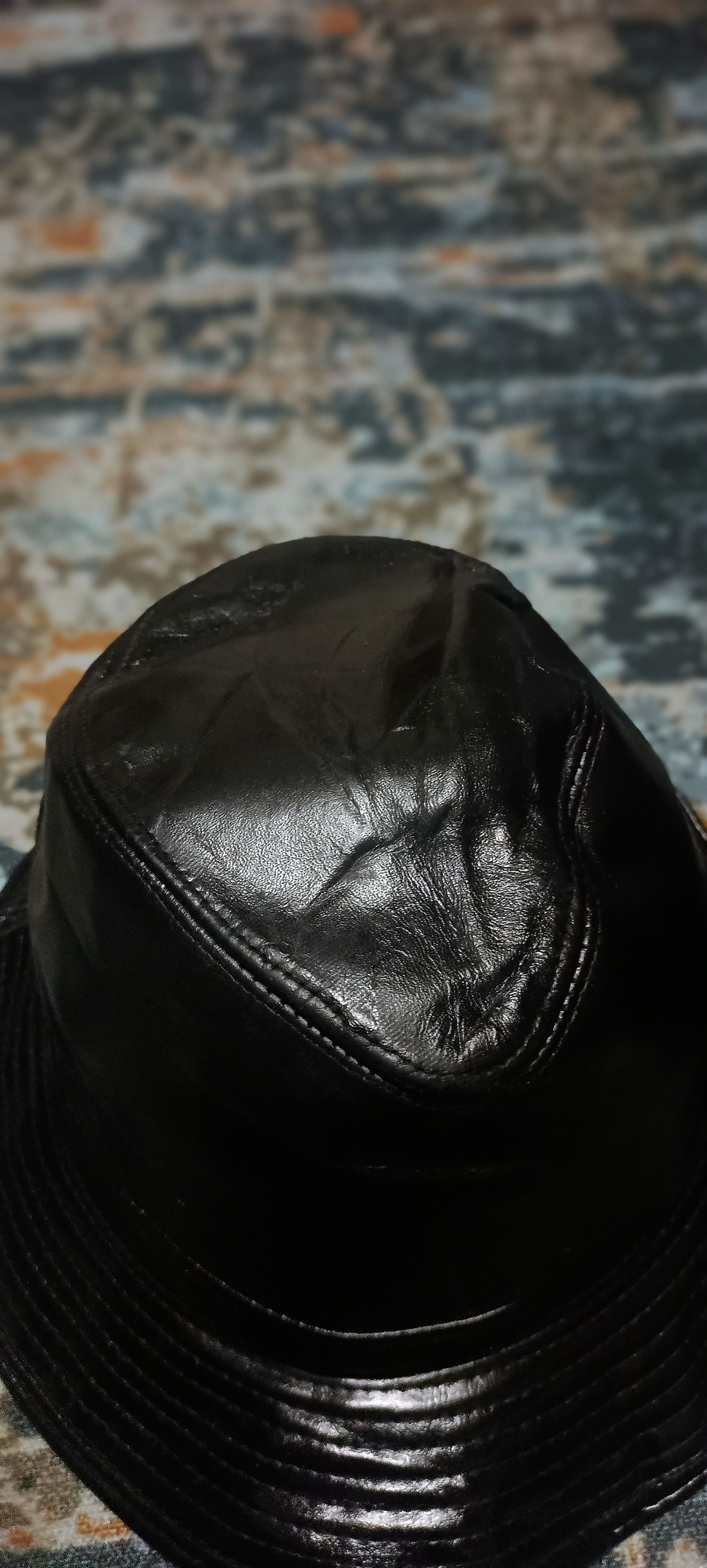 Leather Vintage Bucket Hat New York leather Made In Usa Size ONE SIZE - 4 Thumbnail