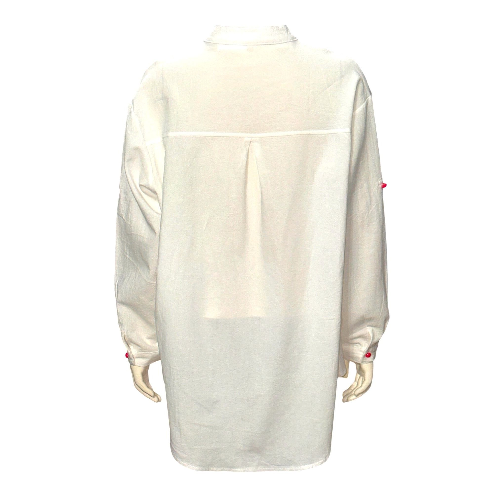 Other CCC Oversized White Button Up Shirt Colorful Buttons High Lo Size 3XL / US 20-22 - 3 Thumbnail