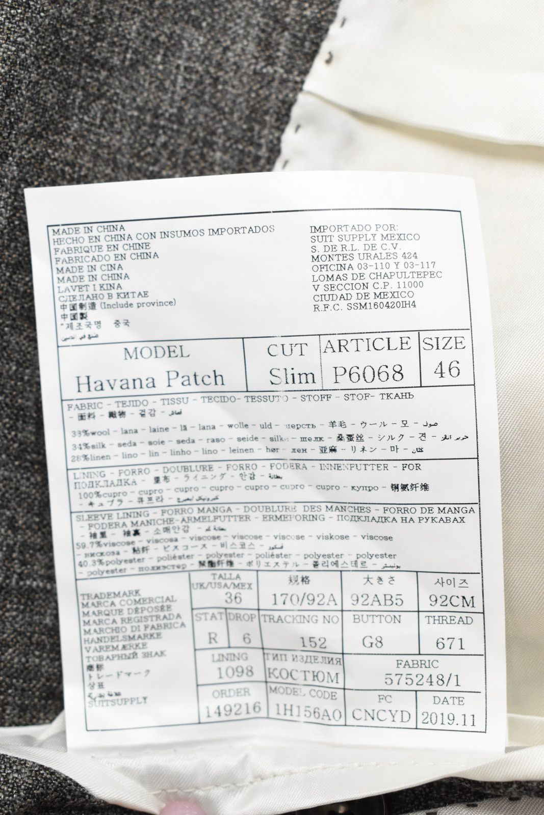 Suitsupply SUITSUPPLY Havana Patch Slim / Soho Suit Men's UK 36 Size 36R - 7 Thumbnail