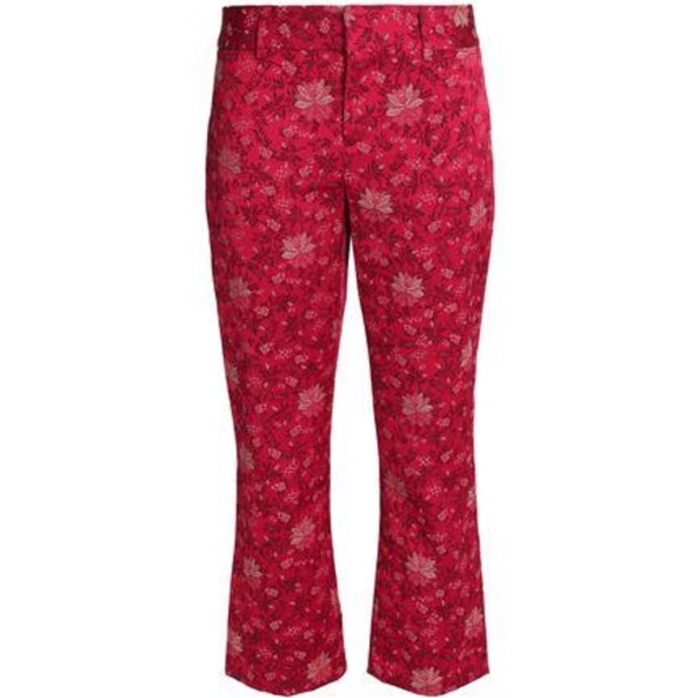 Alice + Olivia ALICE + OLIVIA-CROPPED FLORAL-JACQUARD BOOTCUT / CRIMSON/ 4 Size 27" / US 4 / IT 40 - 1 Thumbnail