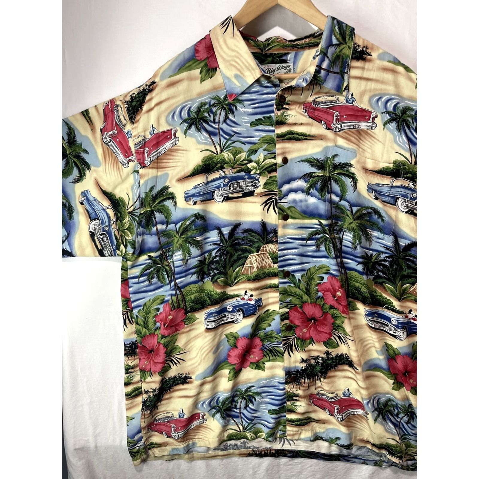 Big Dogs Big Dogs Shirt Mens XL Hawaiian Floral Tropical Cars Vintage Button Up Short Sleeve Collared Size US XL / EU 56 / 4 - 2 Thumbnail