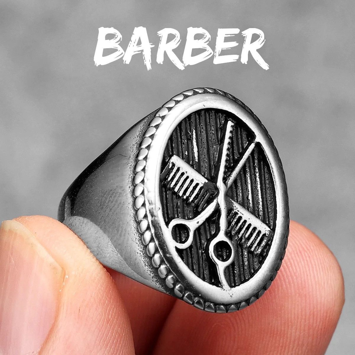 Jewelry Barber Shop Ring Streetwear Jewelry Fashion Gift Size ONE SIZE - 6 Thumbnail