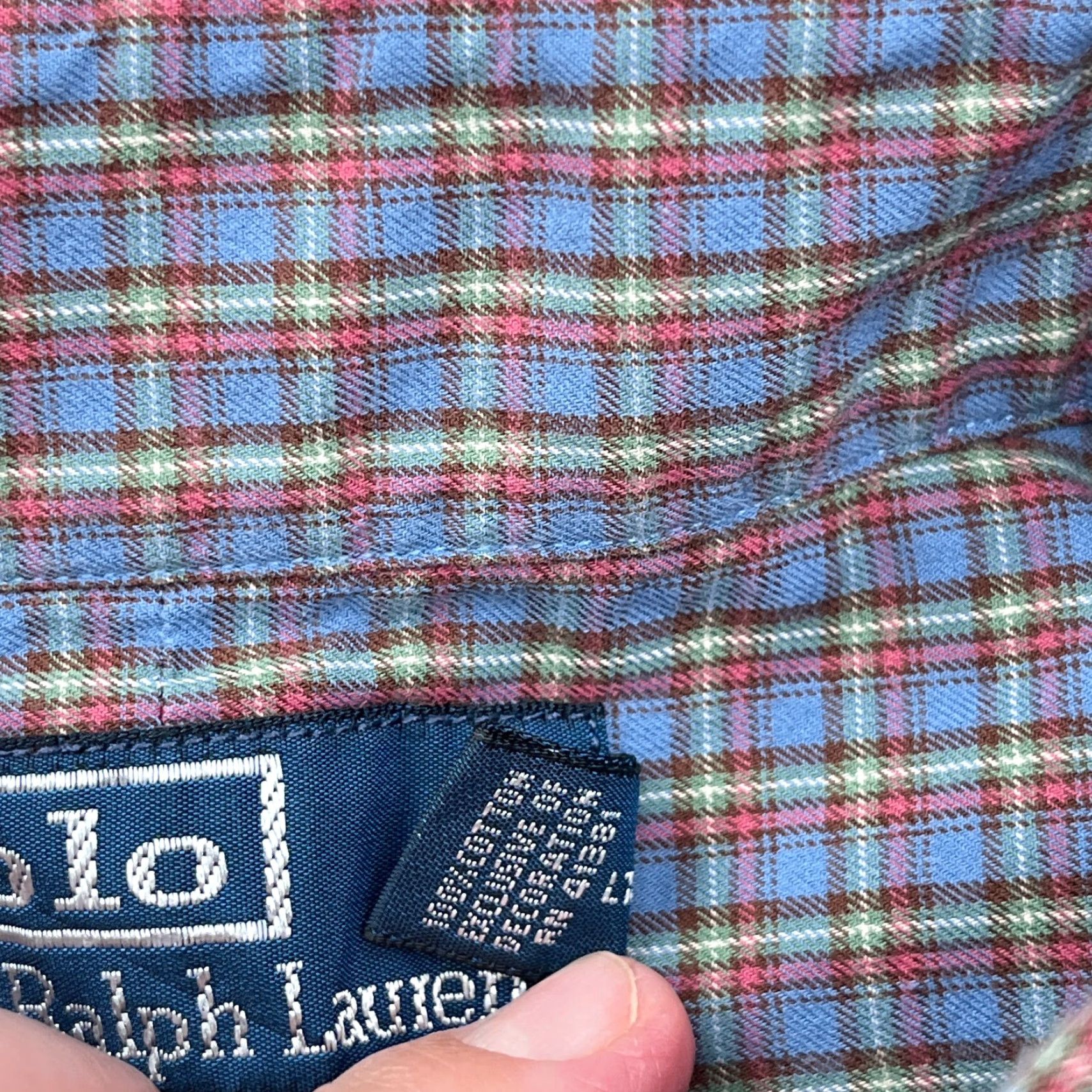 Polo Ralph Lauren VINTAGE Polo Ralph Lauren Flannel Shirt Men Large Blue Brown Button Up Stanton Plaid A11 Size US L / EU 52-54 / 3 - 6 Thumbnail