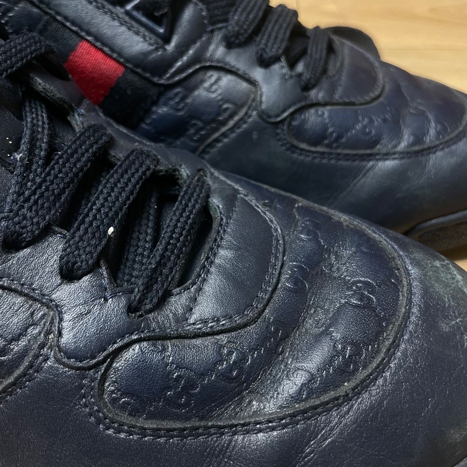 Gucci GUCCI Sneakers Guccissima blue navy Leather low Top Monogram Size US 9 / EU 42 - 10 Thumbnail