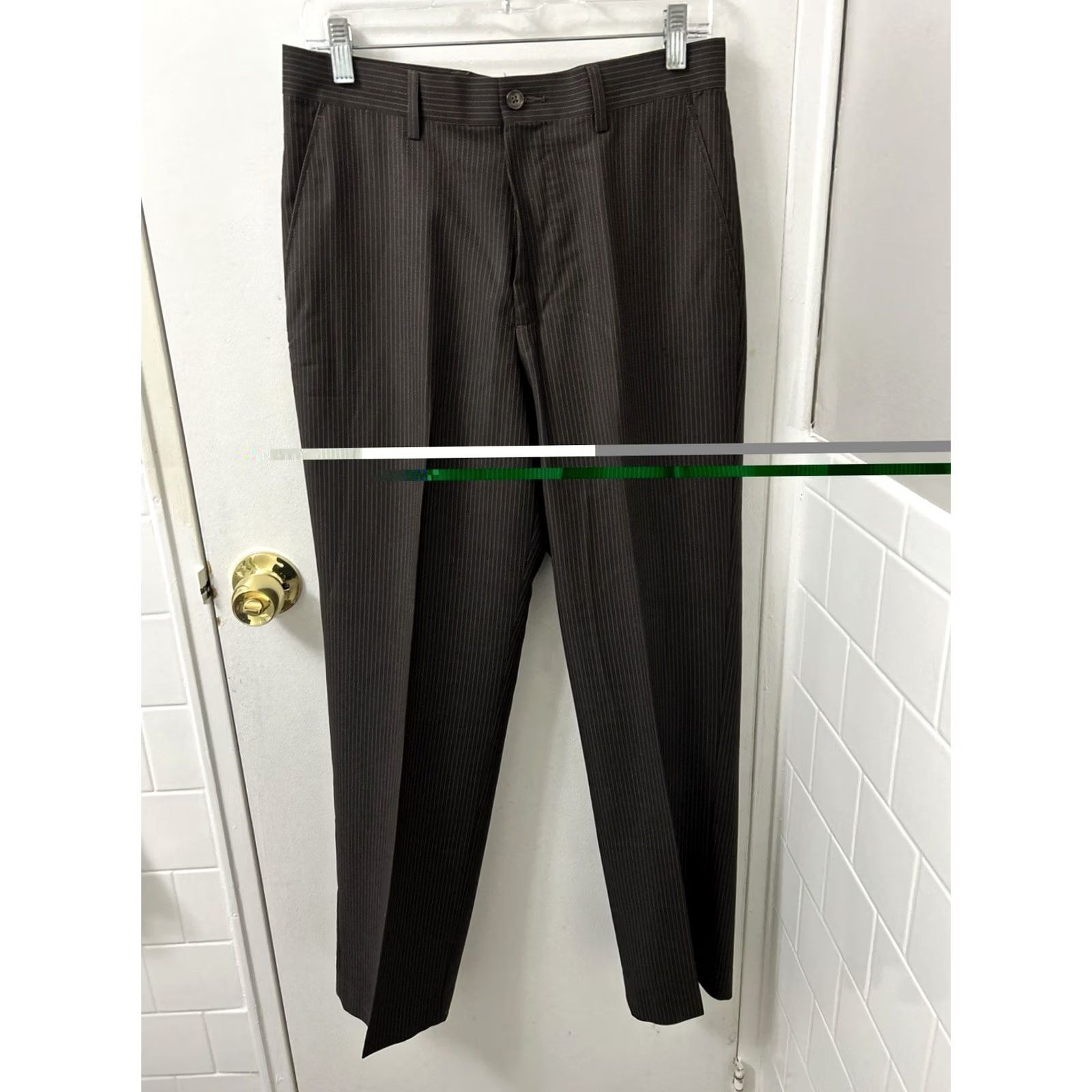 Perry Ellis Perry Ellis Portfolio Dress Pants Mens 30x30 Brown Pinstripe Straight Leg NWT Size US 30 / EU 46 - 6 Thumbnail