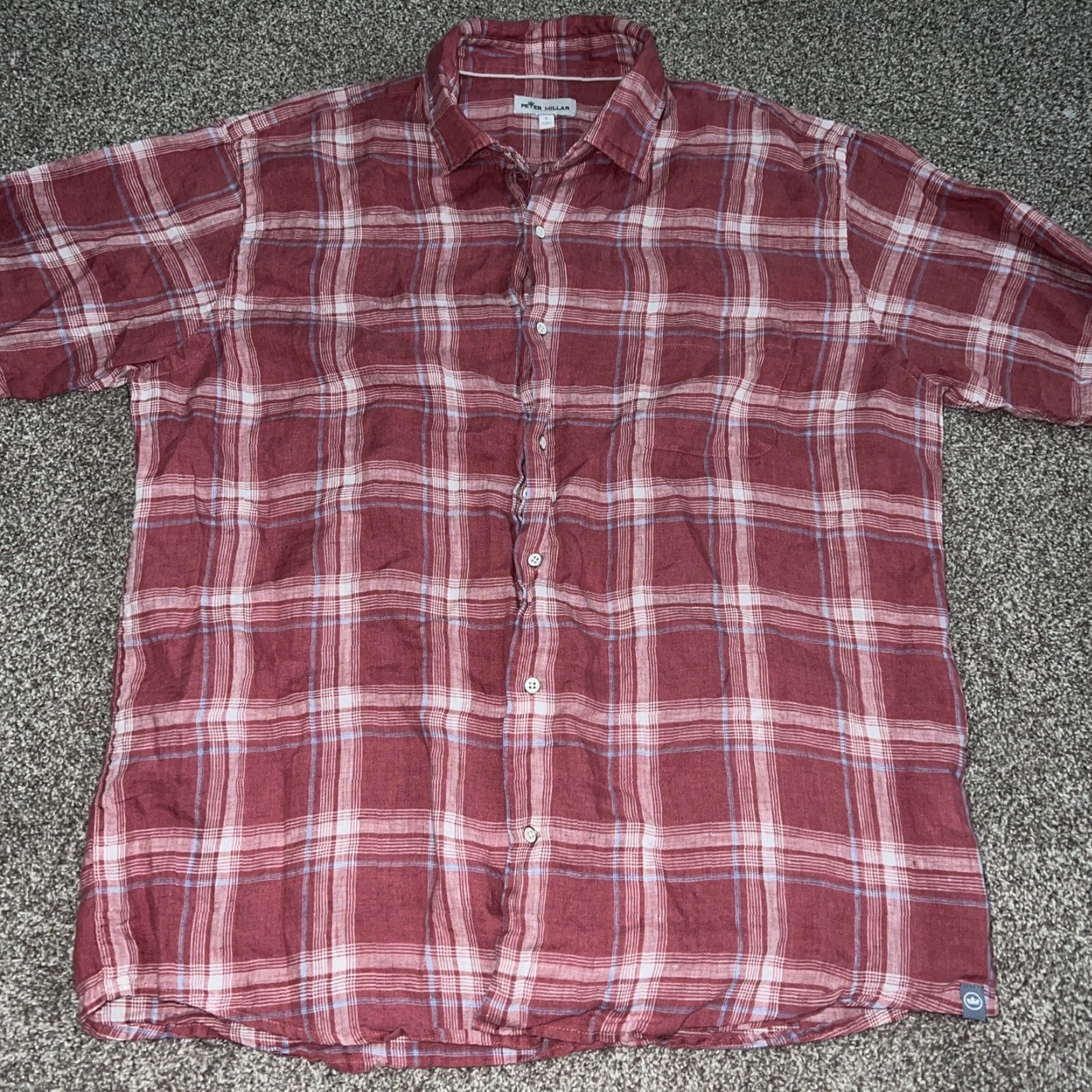 Peter Millar Peter Millar Shirt Mens Size L Red Linen Plaid Size US L / EU 52-54 / 3 - 2 Thumbnail