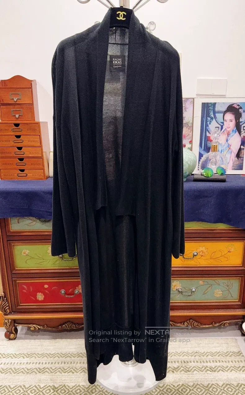 Yohji Yamamoto Yohji Yamamoto Black Cotton Natural Fabric Long Knit Cardi Size US M / EU 48-50 / 2 - 2 Thumbnail