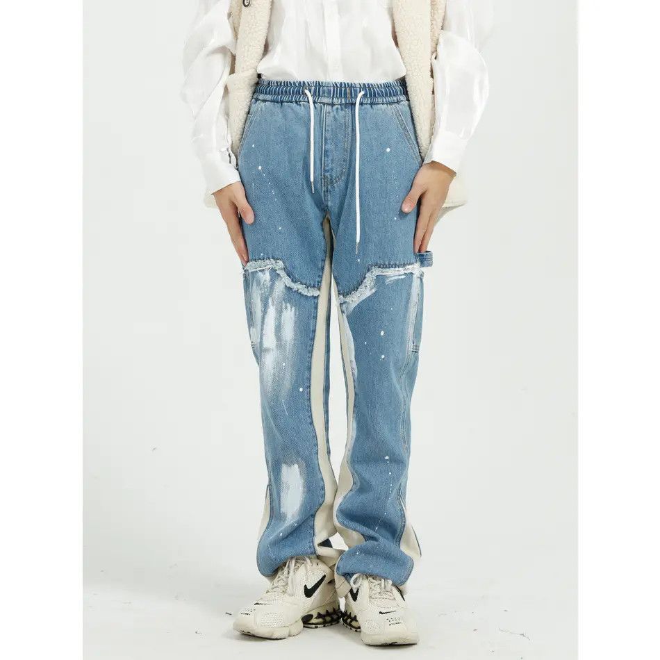 Japanese Brand Retro loose splashed ink color blocked jeans Size US 32 / EU 48 - 4 Thumbnail