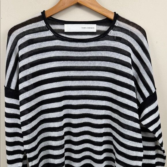 Isabel Benenato Isabel Benenato Monochrome Striped flax Crewneck Sweater XL Size US XL / EU 56 / 4 - 4 Thumbnail