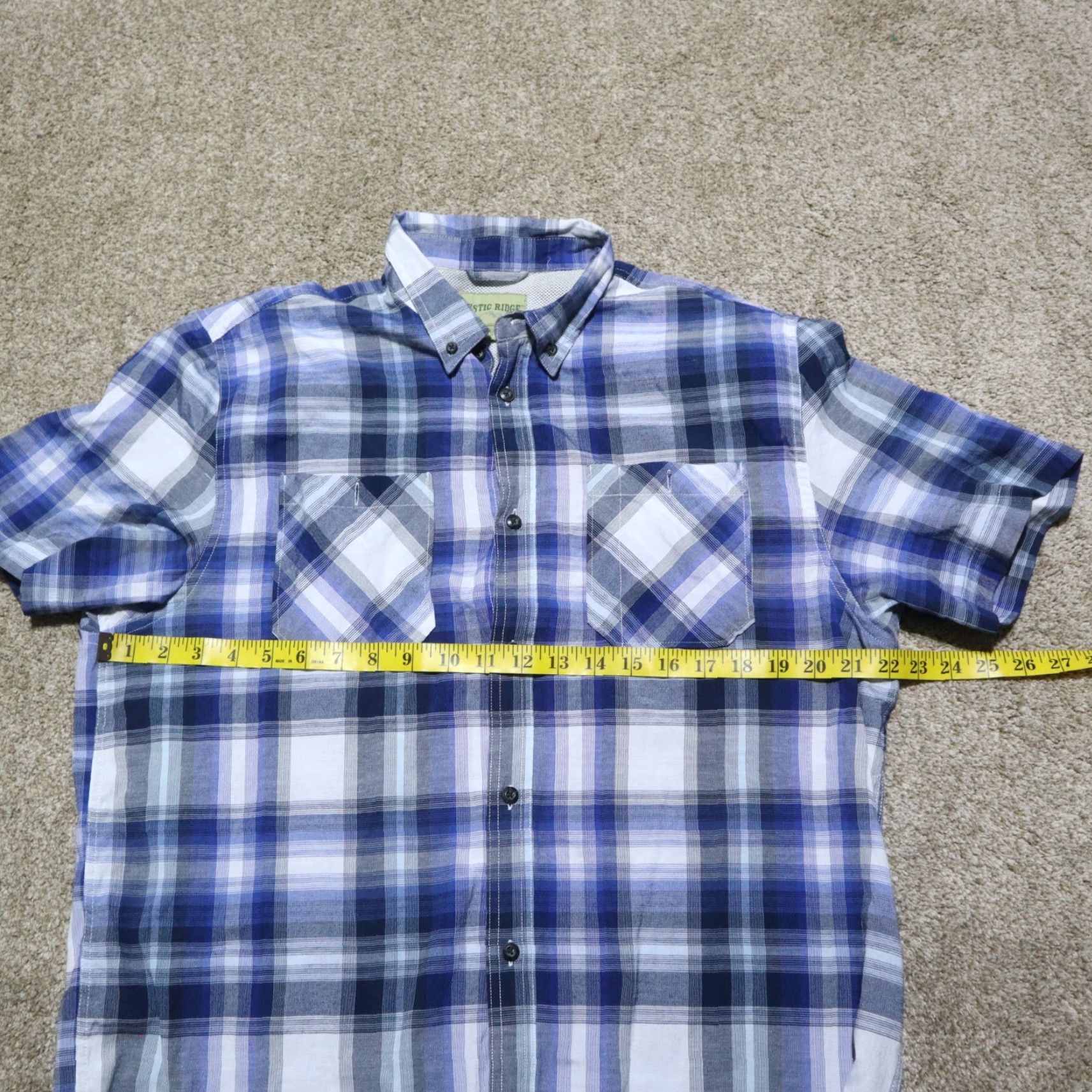 Vintage Rustic Ridge Shirt Dark Blue Plaid Long Sleeve Button-Up Collared Adult Men L Blue Mens Size US L / EU 52-54 / 3 - 4 Thumbnail