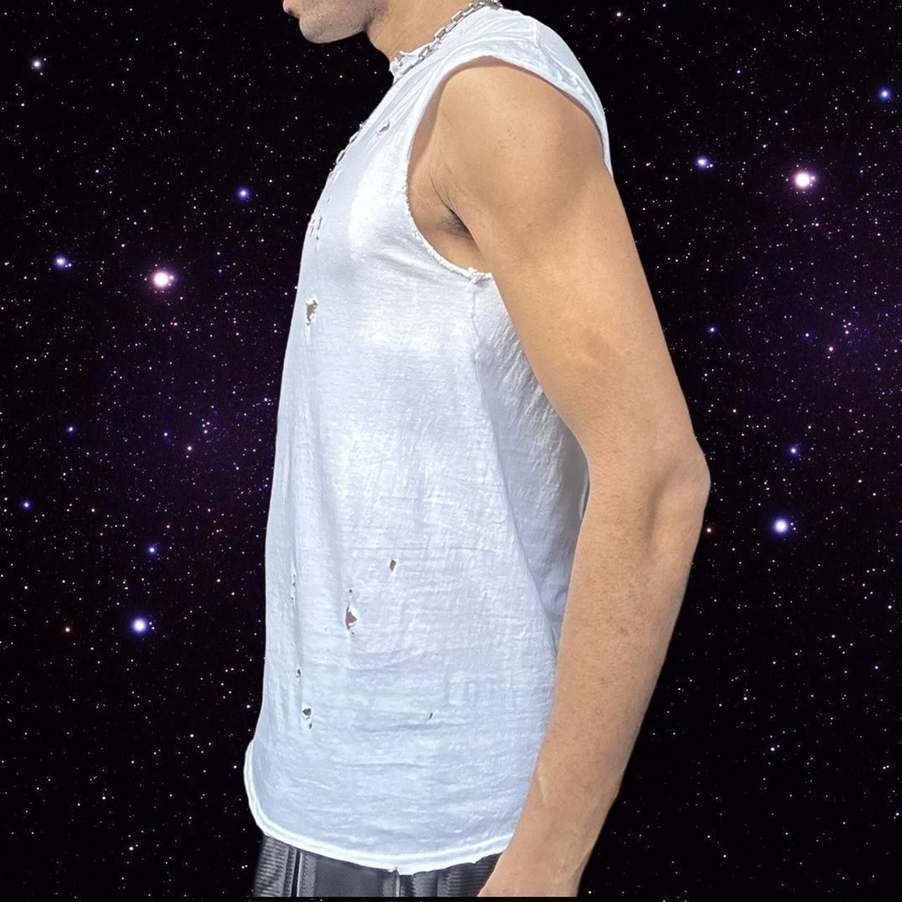 Gildan ASTROBOI* Gildan White Ripped Grunge T-shirt Tank - Medium Size US M / EU 48-50 / 2 - 3 Thumbnail