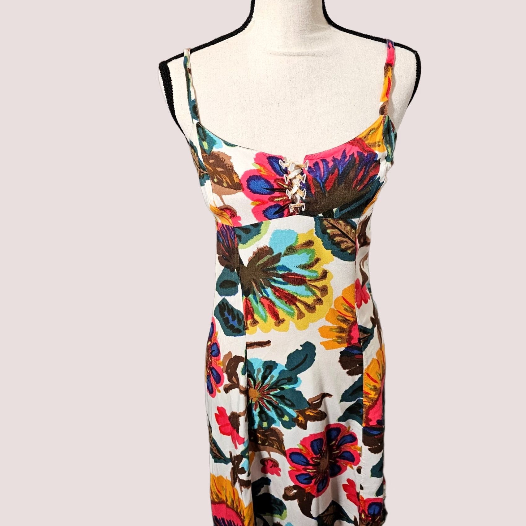 Lucky Brand Lucky Brand Dress Maxi Floral Sleeveless Scoop Neck Beige S Womens Dress, Casual, Wedding, Party, Floral Pattern, Slimming, Cotton Blend Size S / US 4 / IT 40 - 1 Thumbnail