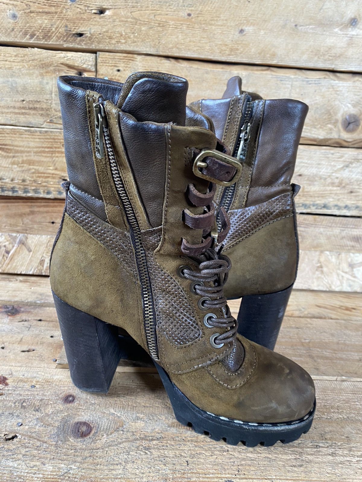Vintage As 98 olive green heeled boots Size US 7 / IT 37 - 11 Thumbnail