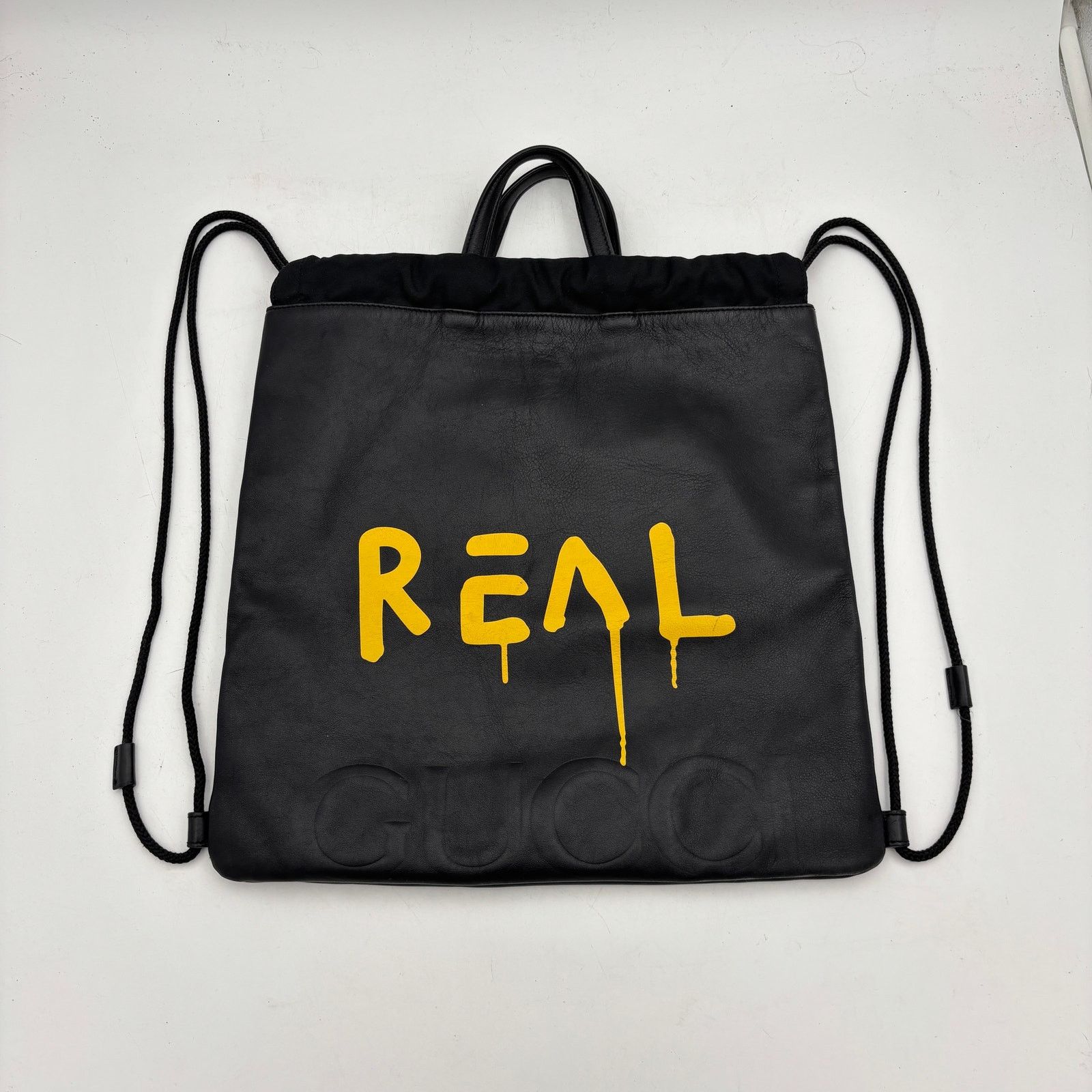 Gucci Gucci "Real" Drawstring Backpack Leather 14.5x15.5 Size ONE SIZE - 1 Thumbnail