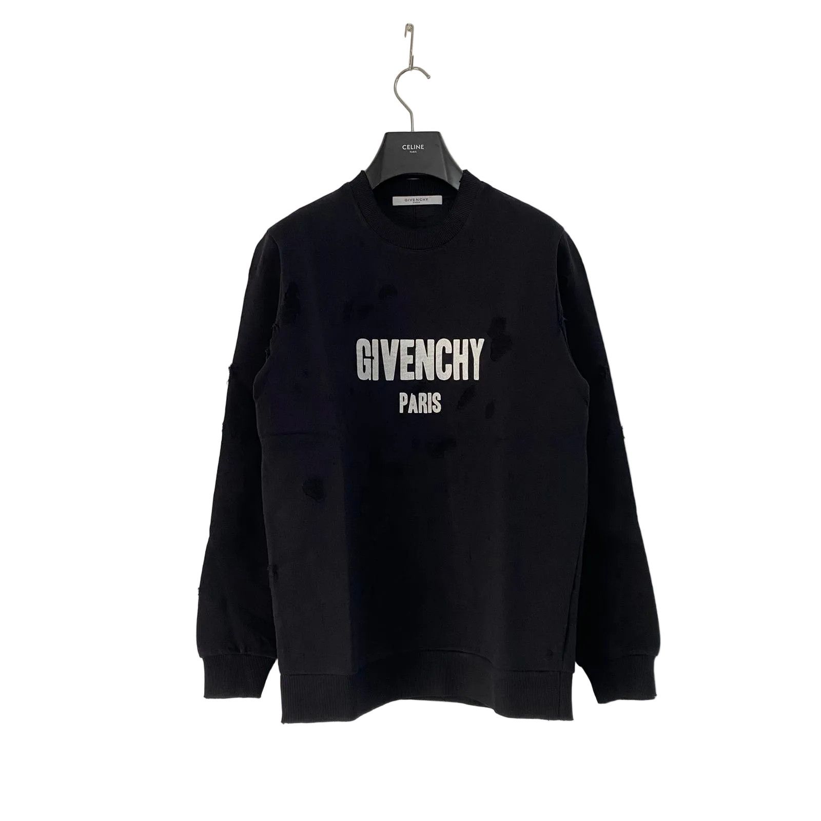 Givenchy Black Destroyed Logo Sweatshirt Size US L / EU 52-54 / 3 - 1 Thumbnail