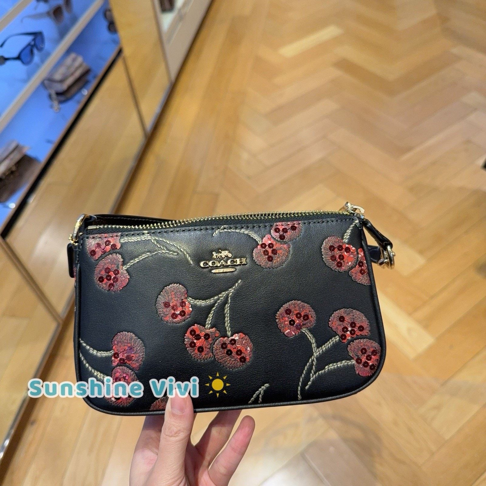 NWT Coach Nolita 19 Cherry Print CCZ21 Gold/Black Multi