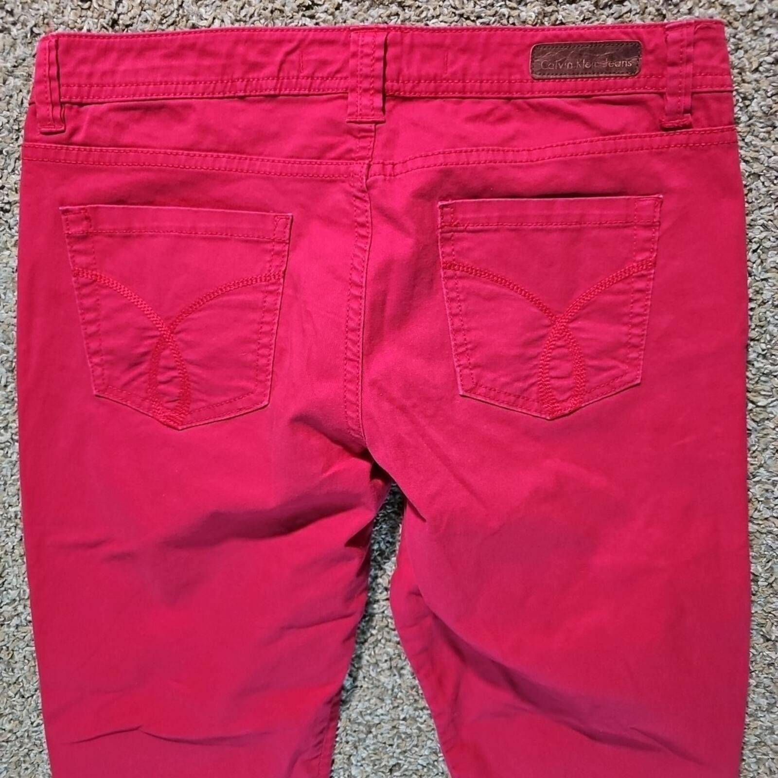 Calvin Klein Calvin Klein Sz 8 Skinny Crop Red Jeans Size 30" / US 8 / IT 44 - 6 Thumbnail