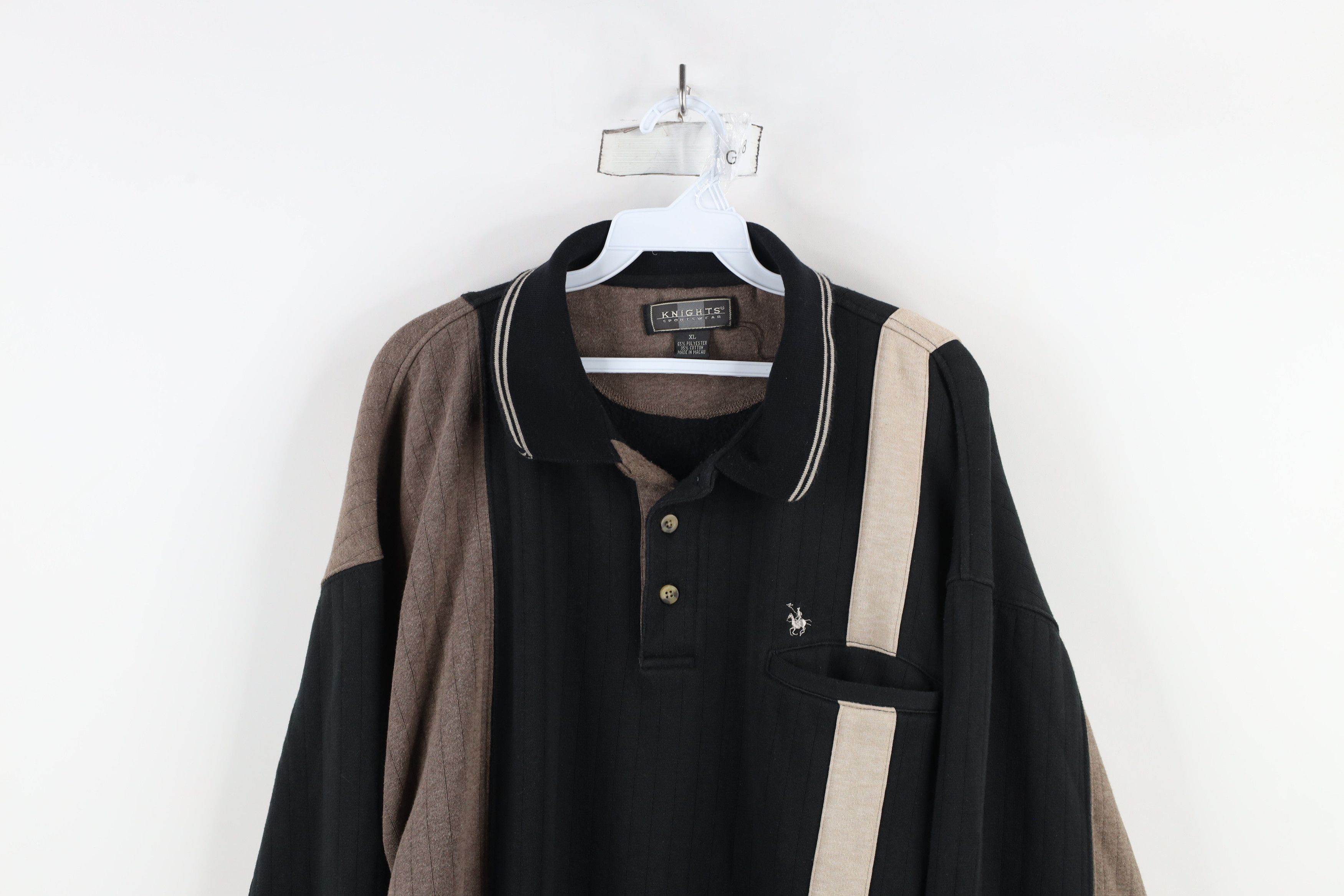 Vintage Vintage 90s Streetwear Block Collared Pullover Sweatshirt Size US XL / EU 56 / 4 - 2 Thumbnail