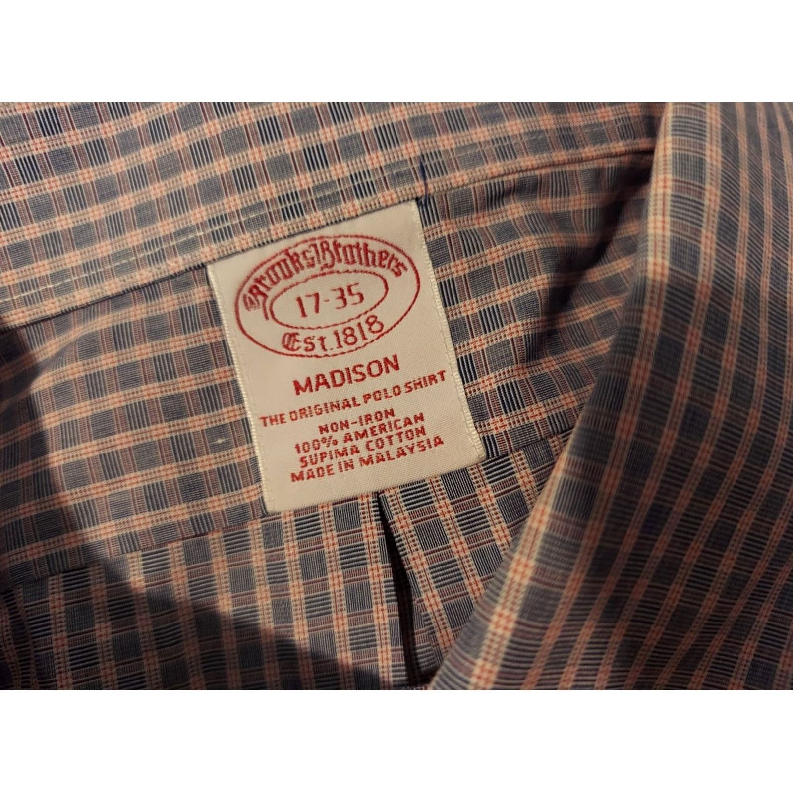 Brooks Brothers Brooks Brothers Dress Shirt 100% Cotton Blue Striped Button-Down Collar Mens 17 35 Regular Long Sleeve Size 46R - 3 Thumbnail