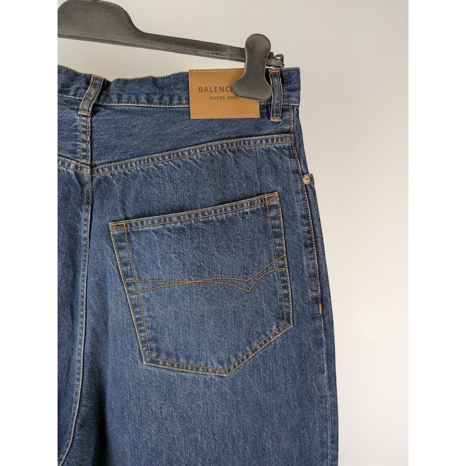 Balenciaga o1rshd1 Silk Denim Baggy Pants in Dark Indigo Size US 32 / EU 48 - 13 Thumbnail