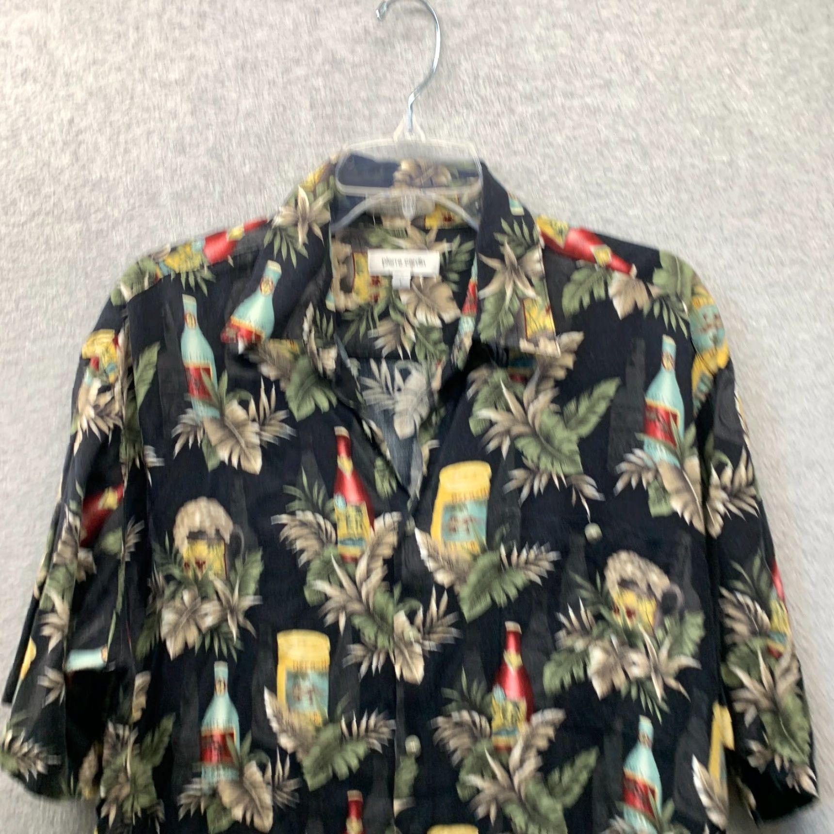 Pierre Cardin VINTAGE Pierre Cardin Shirt Mens Large Black Floral Palms Rayon Viscose Light Knit Casual Party/Travel Button-Up Short Sleeve Size US L / EU 52-54 / 3 - 2 Thumbnail