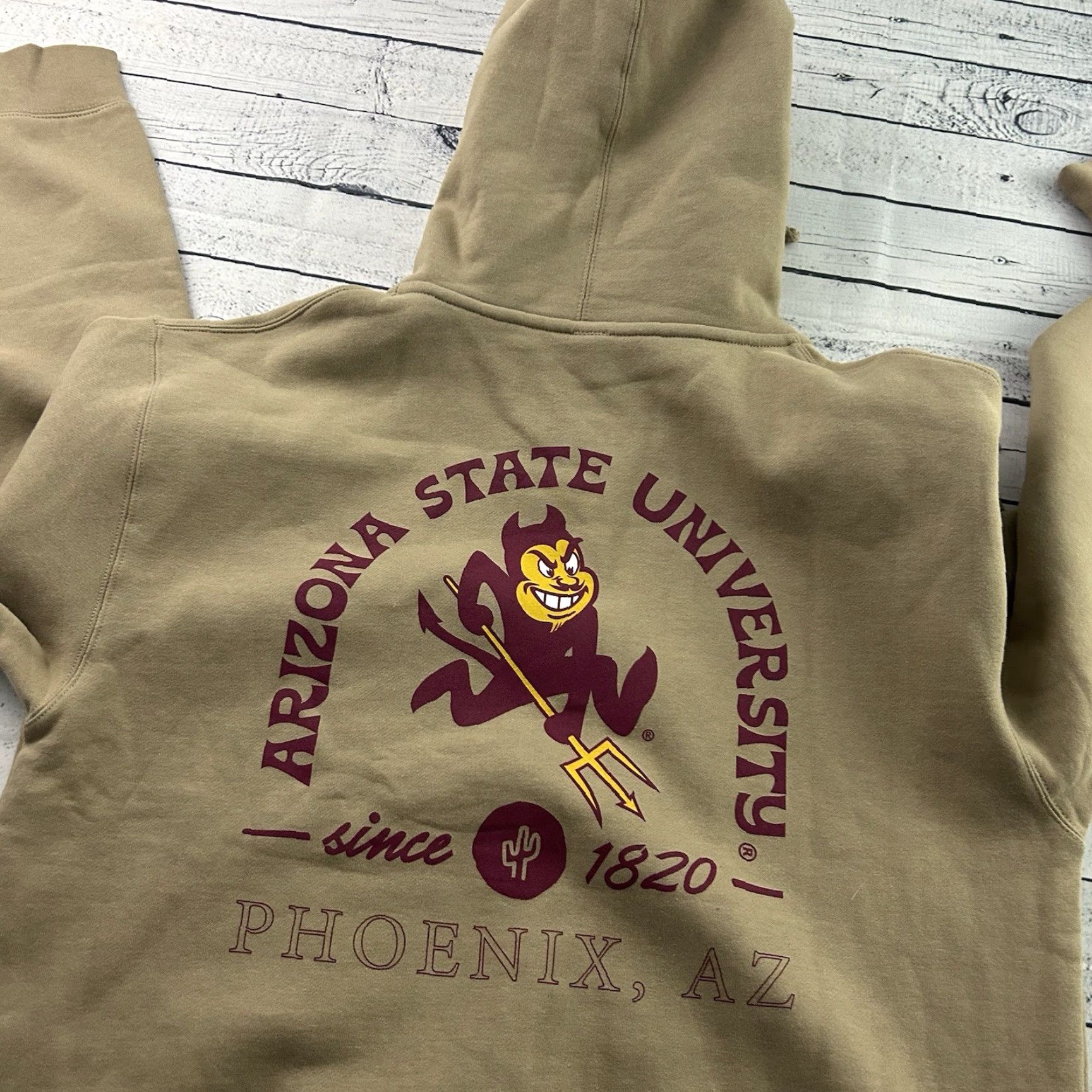 Vintage VINTAGE USCAPE Arizona State University Full Zip Hoodie Sweatshirt Men L Tan University 90s Mens Size US L / EU 52-54 / 3 - 7 Thumbnail
