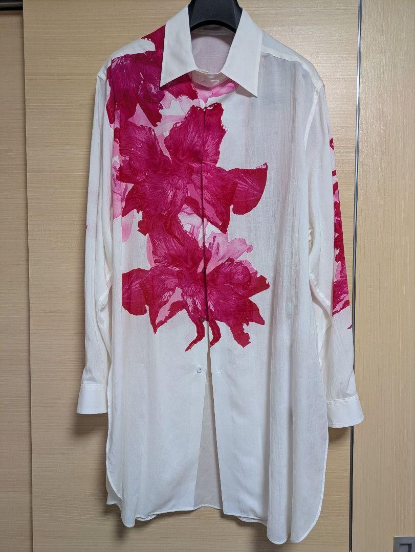 Yohji Yamamoto POUR HOMME 24aw CELLULOSE PINK FLOWER DESIGNED BLOUSE Size US M / EU 48-50 / 2 - 2 Thumbnail