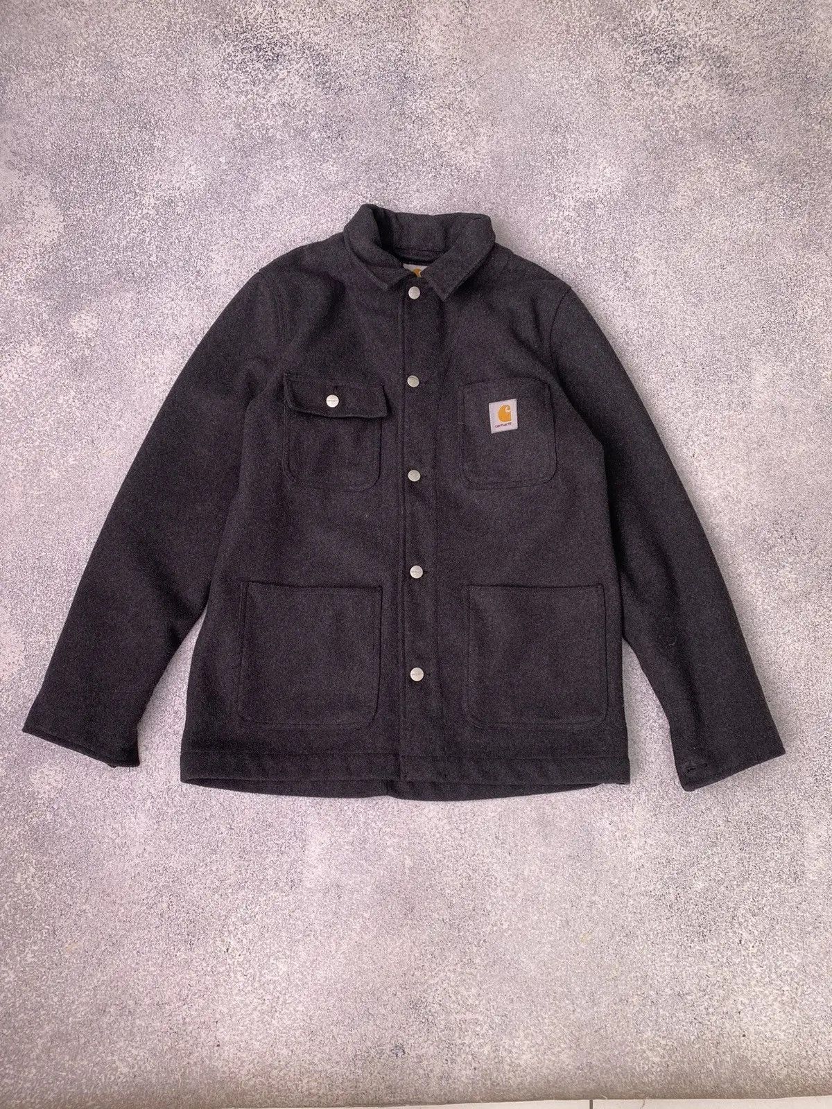 Carhartt × Vintage Vintage Carhartt woolen gil grey Coat Size US L / EU 52-54 / 3 - 1 Thumbnail