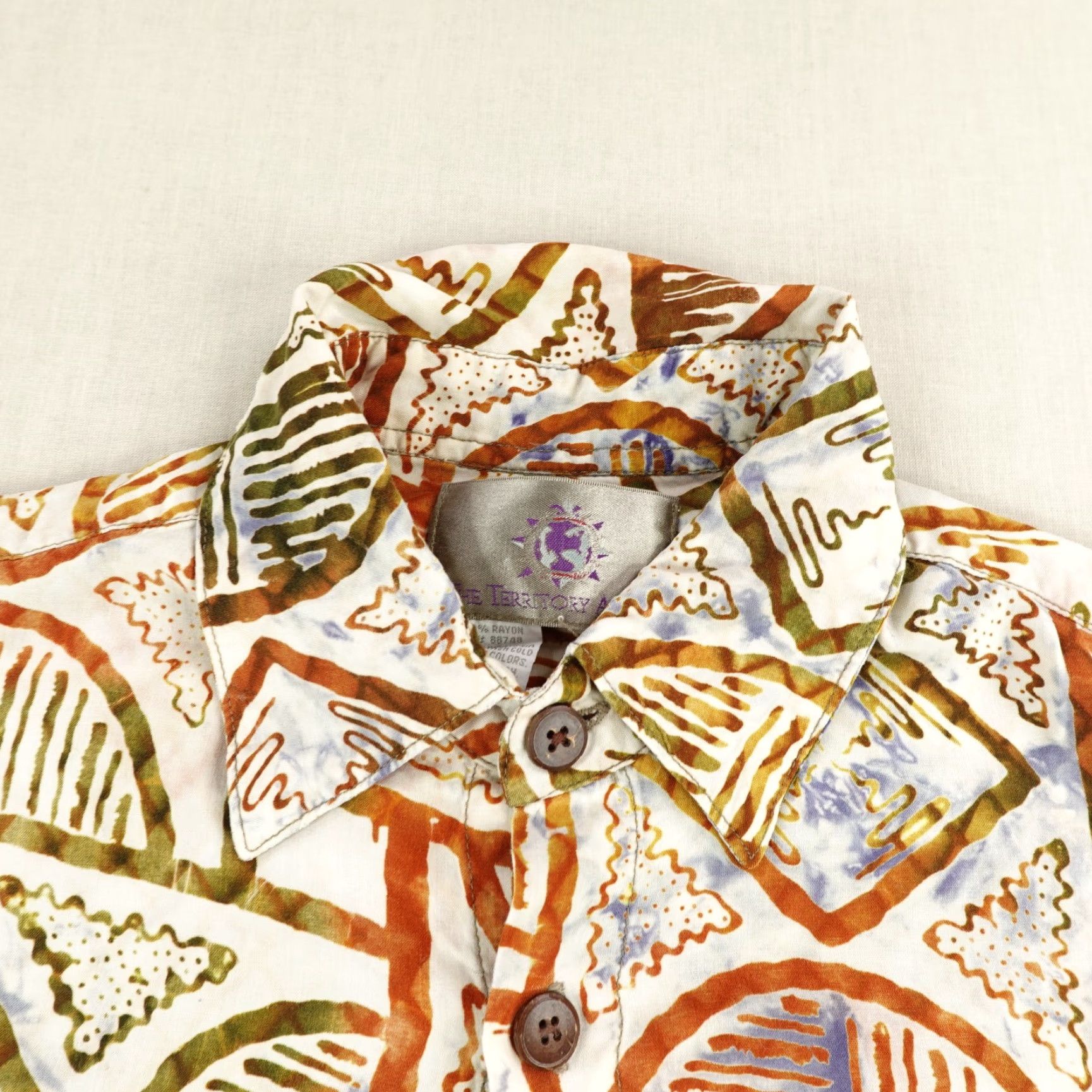 The Territory Ahead VINTAGE Territory Ahead Shirt Mens L Orange Geometric Rayon Camp Size US L / EU 52-54 / 3 - 2 Thumbnail