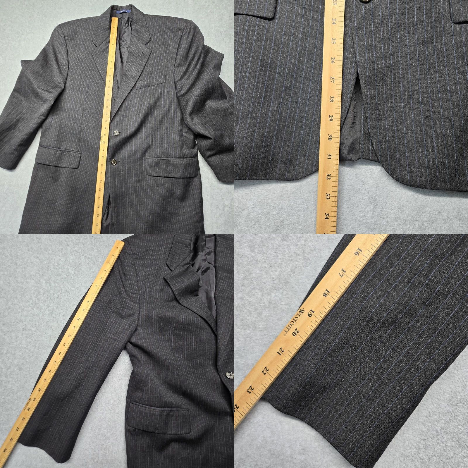 Chaps VINTAGE Chaps Ralph Lauren Blazer Mens Large Gray Pinstripe 2 Button Sport Coat Size 44R - 8 Thumbnail