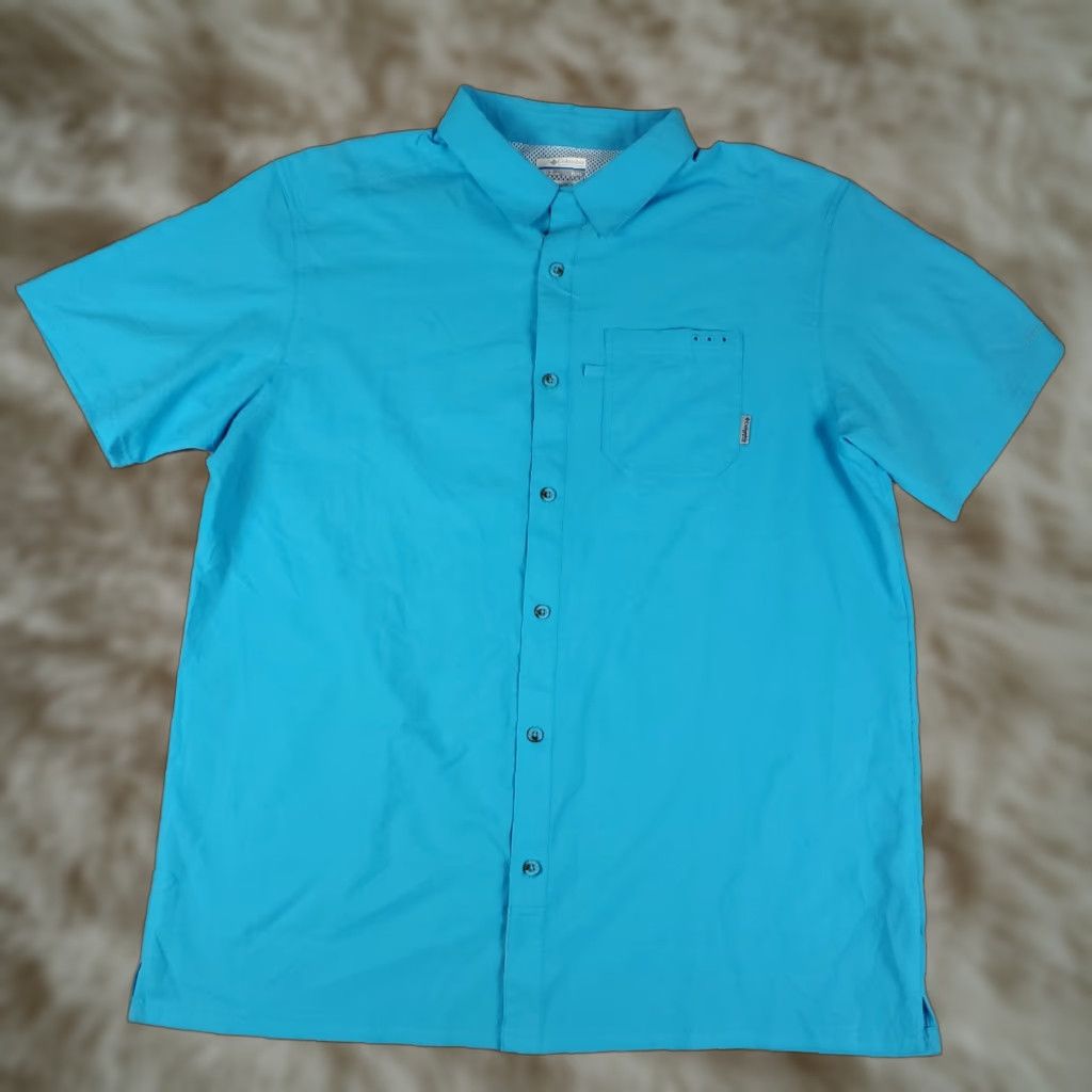 Vintage Columbia Shirt Mens XL Blue Vented Button-Up Short Sleeve Shirt Size US XL / EU 56 / 4 - 1 Thumbnail