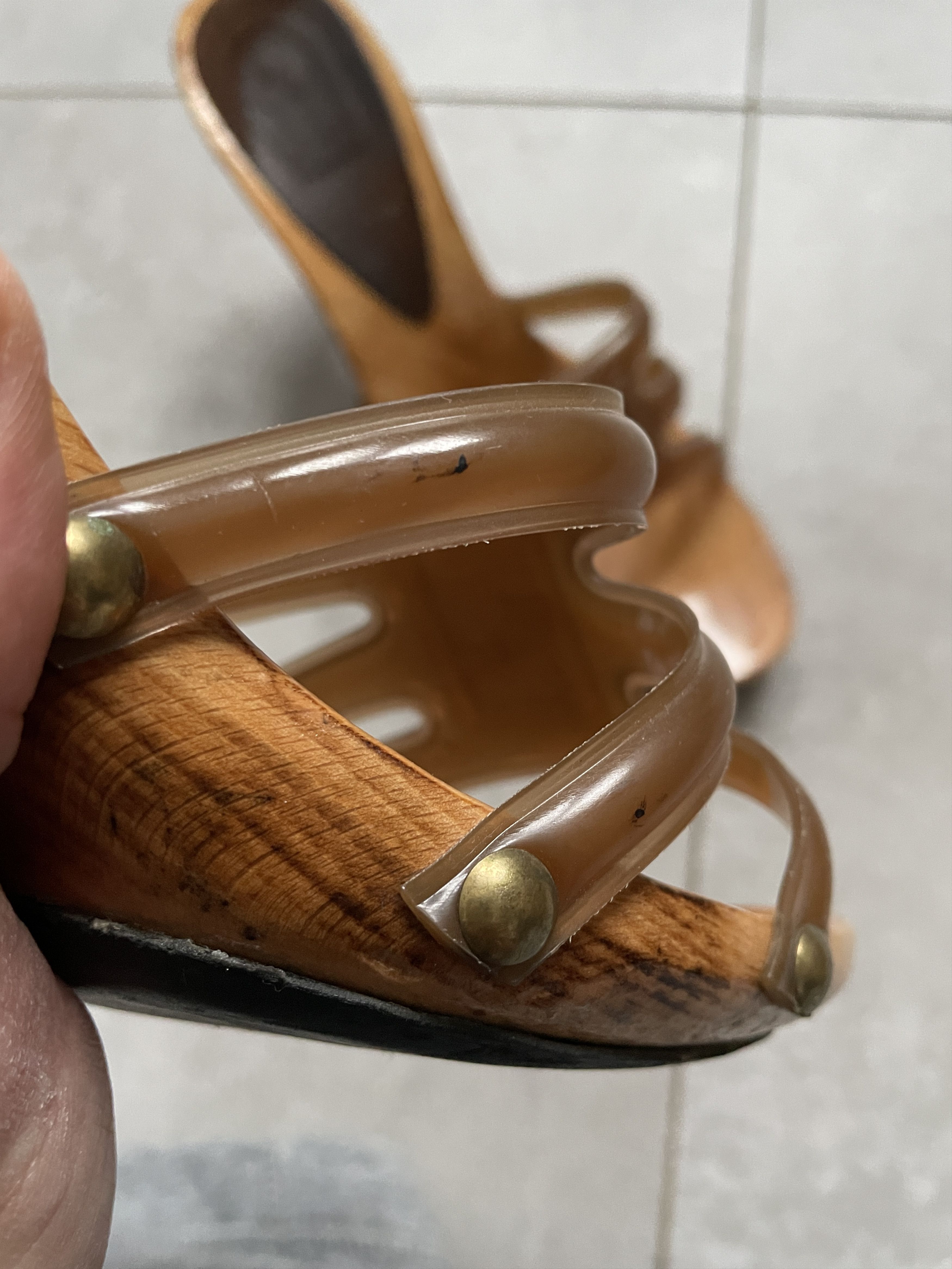 Fendi VINTAGE FENDI WOODEN MONOGRAM HEEL SANDALS Size US 9 / IT 39 - 7 Thumbnail