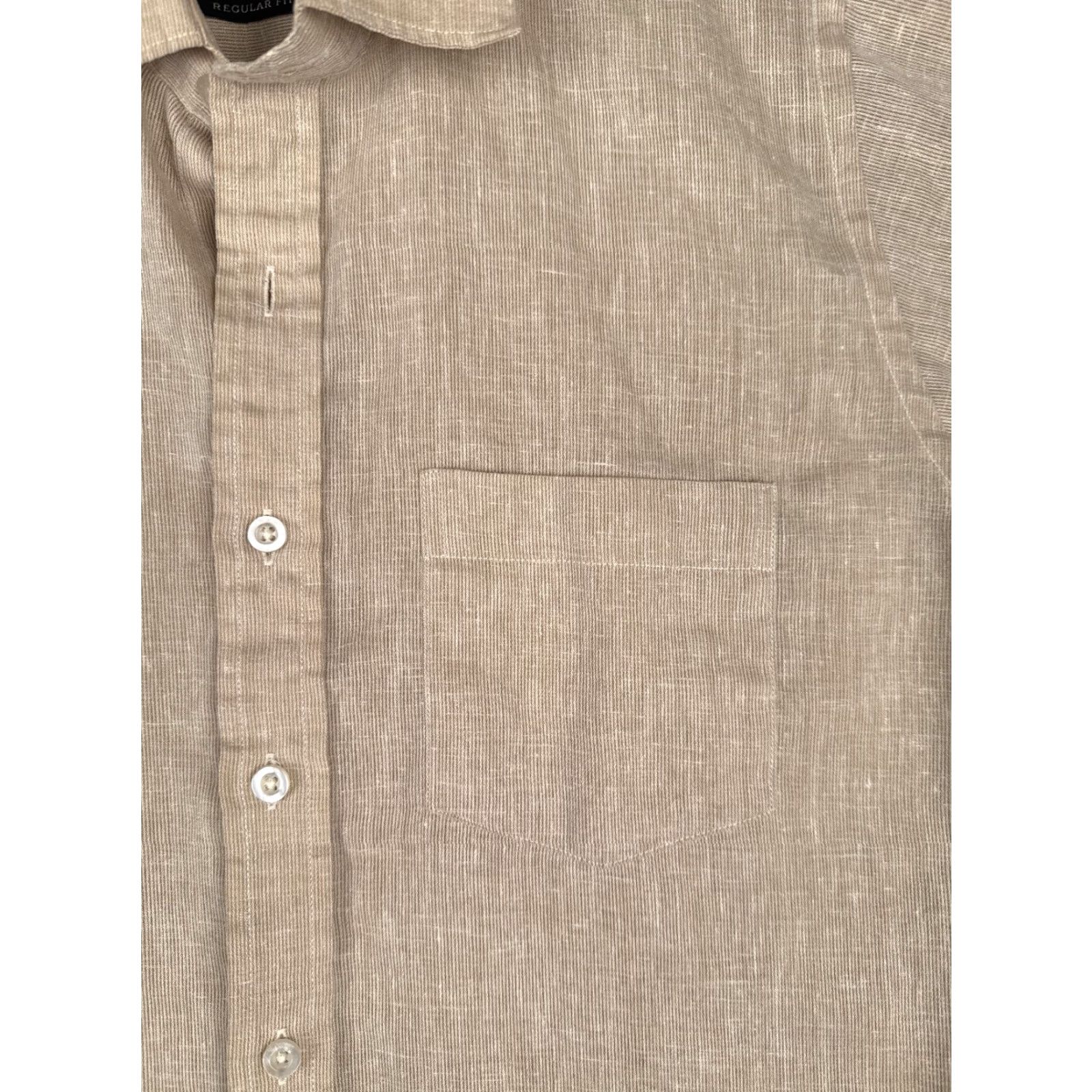 Vintage Pro Static Shirt Men XS Beige Button-Up Linen Hawaiian Short Sleeve 14.5 Aloha Beach Vacation Resort Geometric 90s Theme Mens Size US XS / EU 42 / 0 - 6 Thumbnail