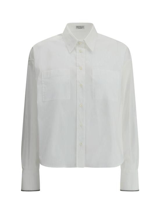 Brunello Cucinelli BRUNELLO CUCINELLI Women Shirts M0091NL496 C159 WHITE Size L / US 10 / IT 46 - 1 Thumbnail