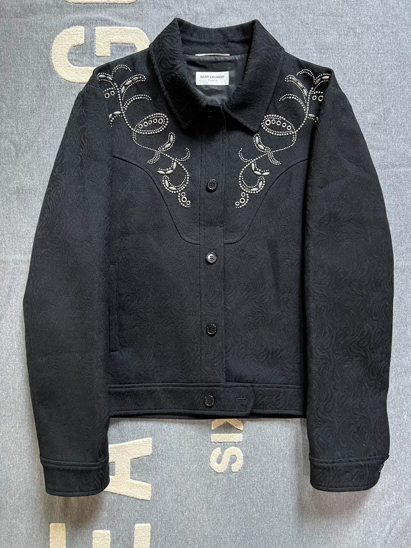 Saint Laurent Paris Saint Laurent 2019 Beaded Jacquard Jacket Size US L / EU 52-54 / 3 - 1 Thumbnail