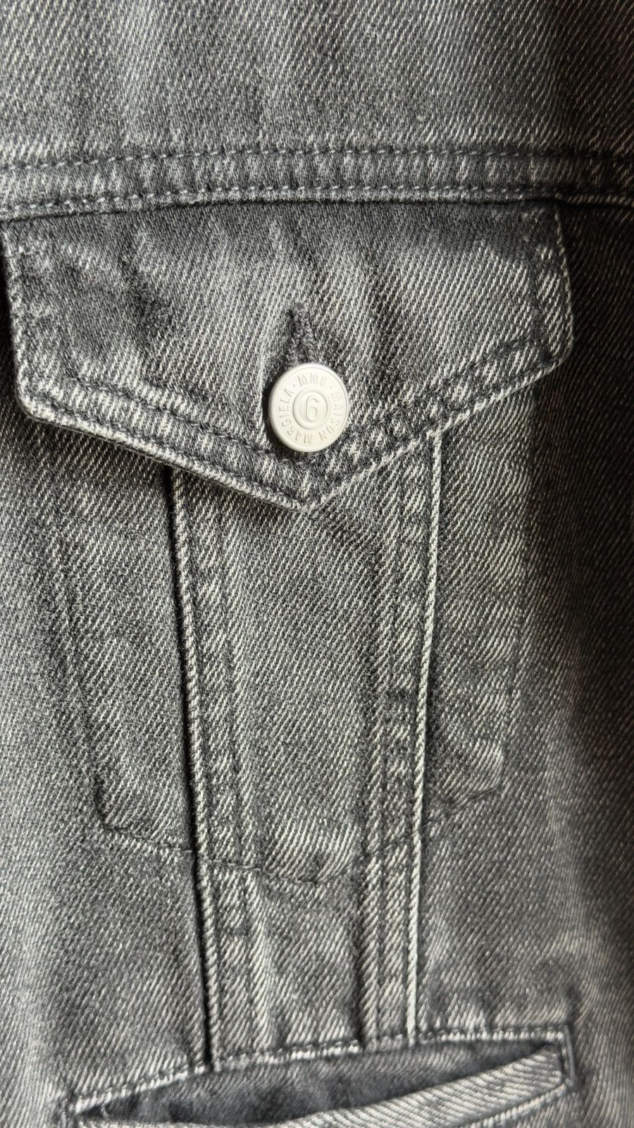 MM6 MM6 MAISON MARGIELA Gray Collarless Denim Jacket Size US S / EU 44-46 / 1 - 6 Thumbnail