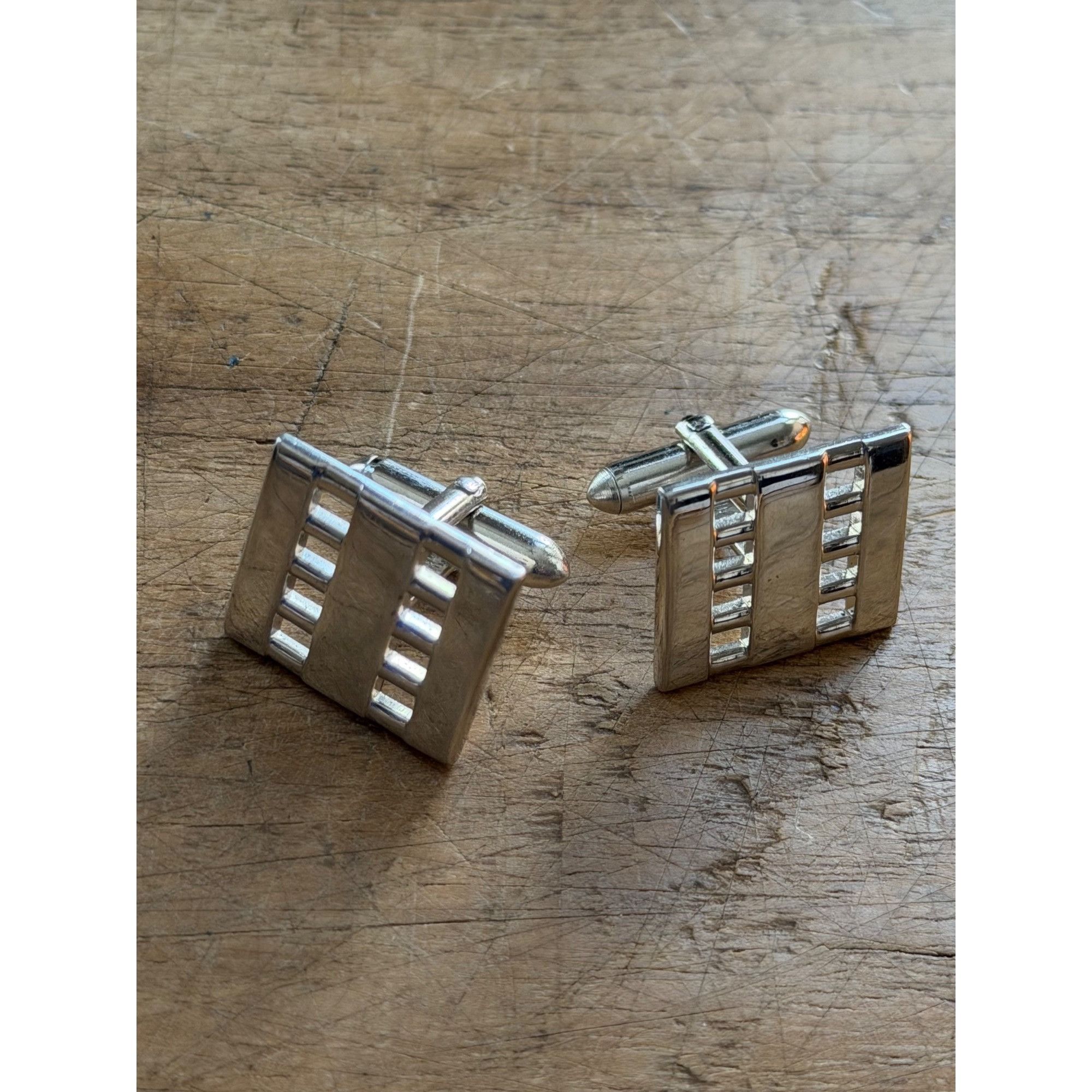 Other Silver-Toned Rectangular Cufflinks With Textured Geometric D Size ONE SIZE - 8 Thumbnail