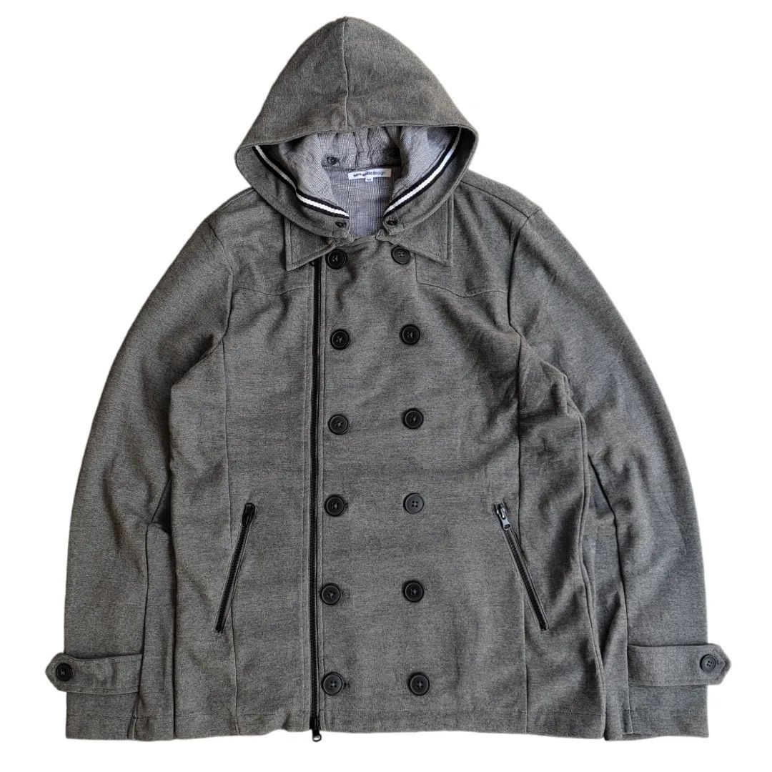 image of Archival Clothing Semantic Design Detachable Hood Jacket in Grey, Men's (Size Large)