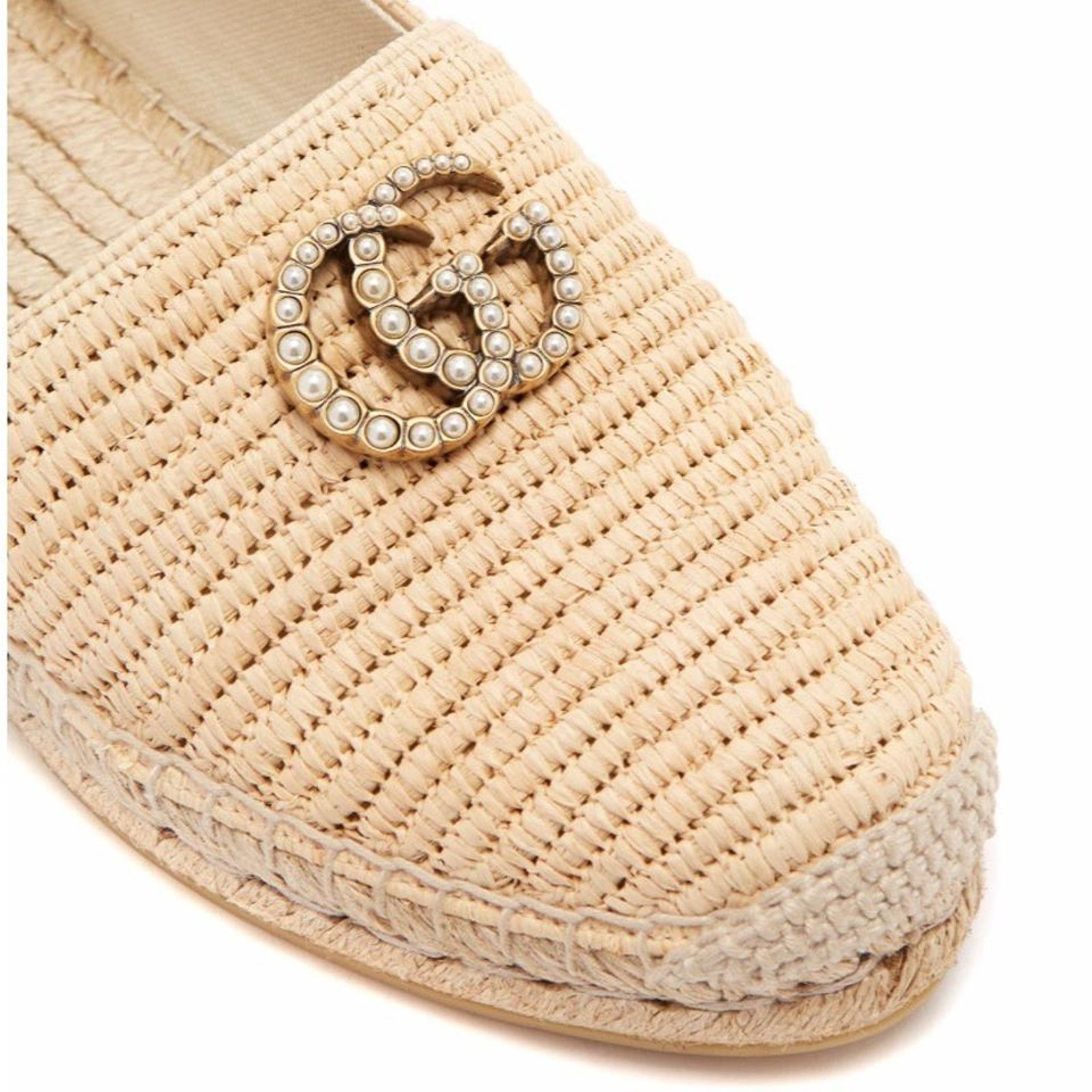 Gucci Marmont GG pearl Pilar collapsible raffia espadrilles flats Size US 6 / IT 36 - 6 Thumbnail