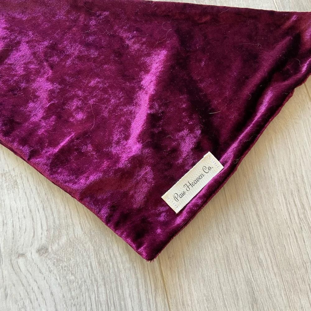 Designer Paw Heaven Co Burgundy Velvet Dog Bandana Size ONE SIZE - 4 Thumbnail